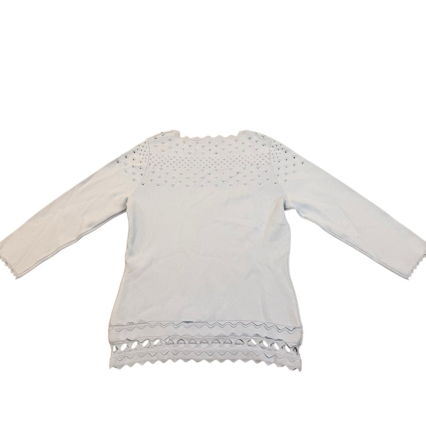 Vintage Carlisle Beaded Blouse Women’s Small White Scallop Hem 3/4 Sleeve