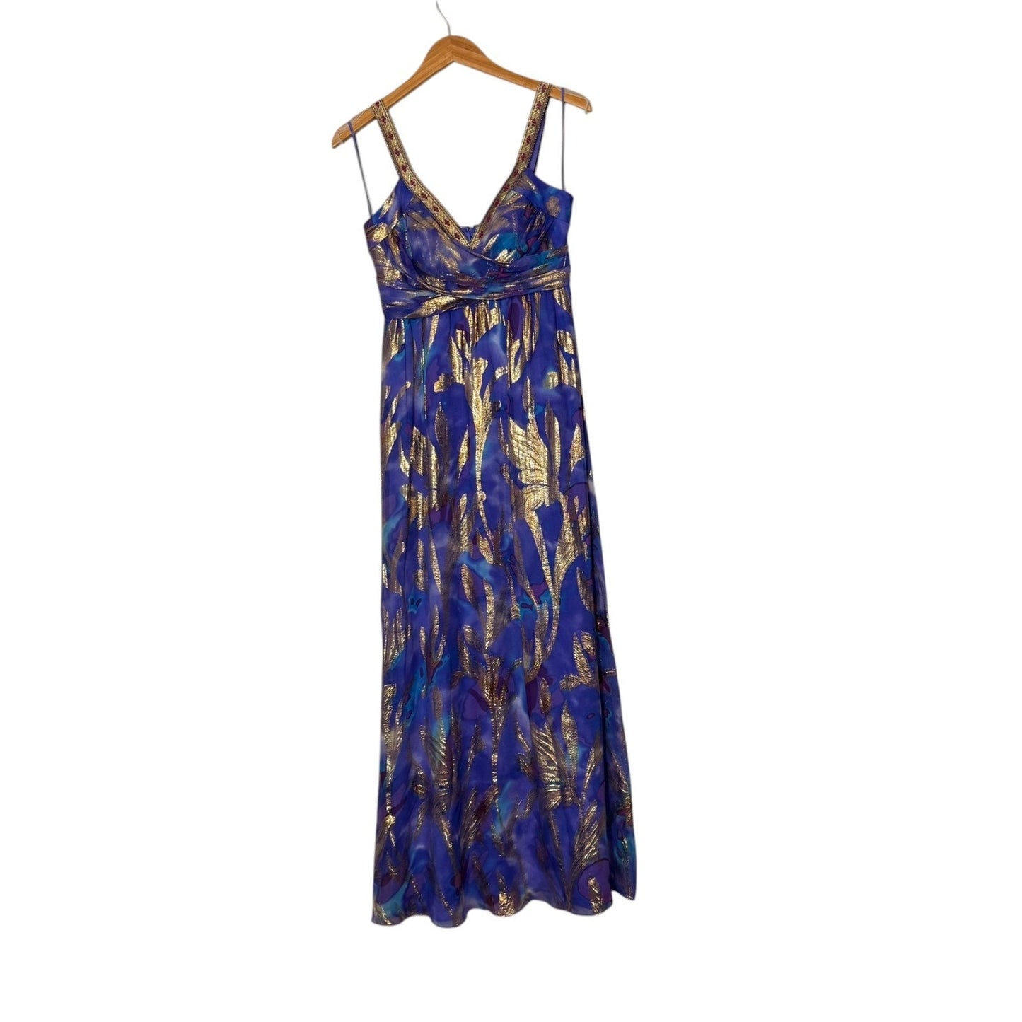 Nicole Miller Women's Size 2 Formal V-Neck Spaghetti Strap Zip Evening Gown Dress