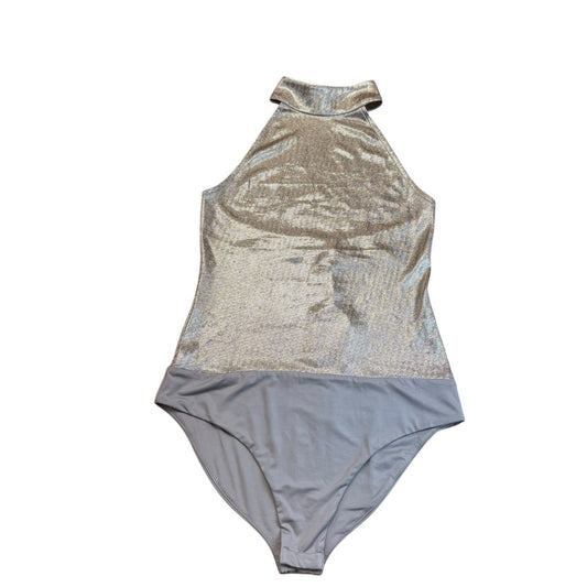 NWT House of Harlow Metallic Gold One Piece Halter Women’s Large Blouse