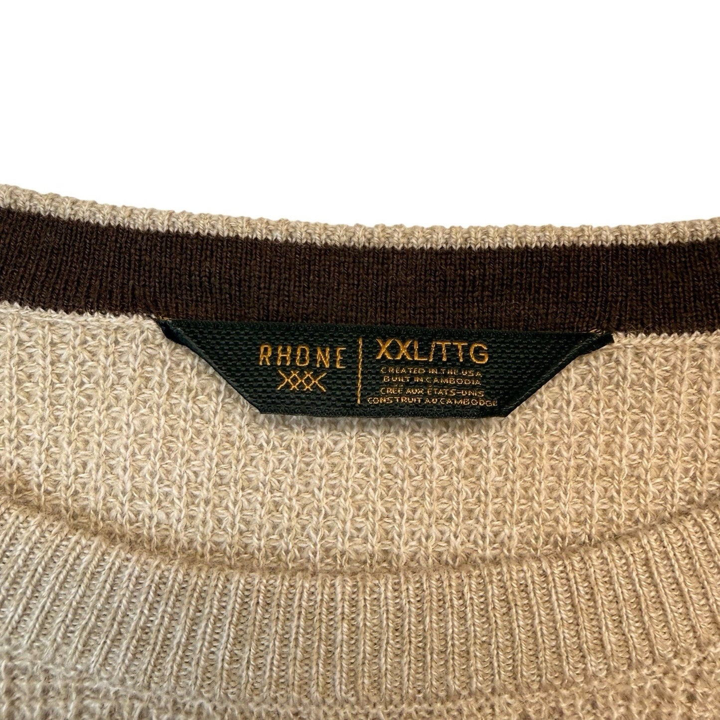 Men's Rhone Walden Waffle Knit Sweater XXL NWT Wool Cashmere Beige $178