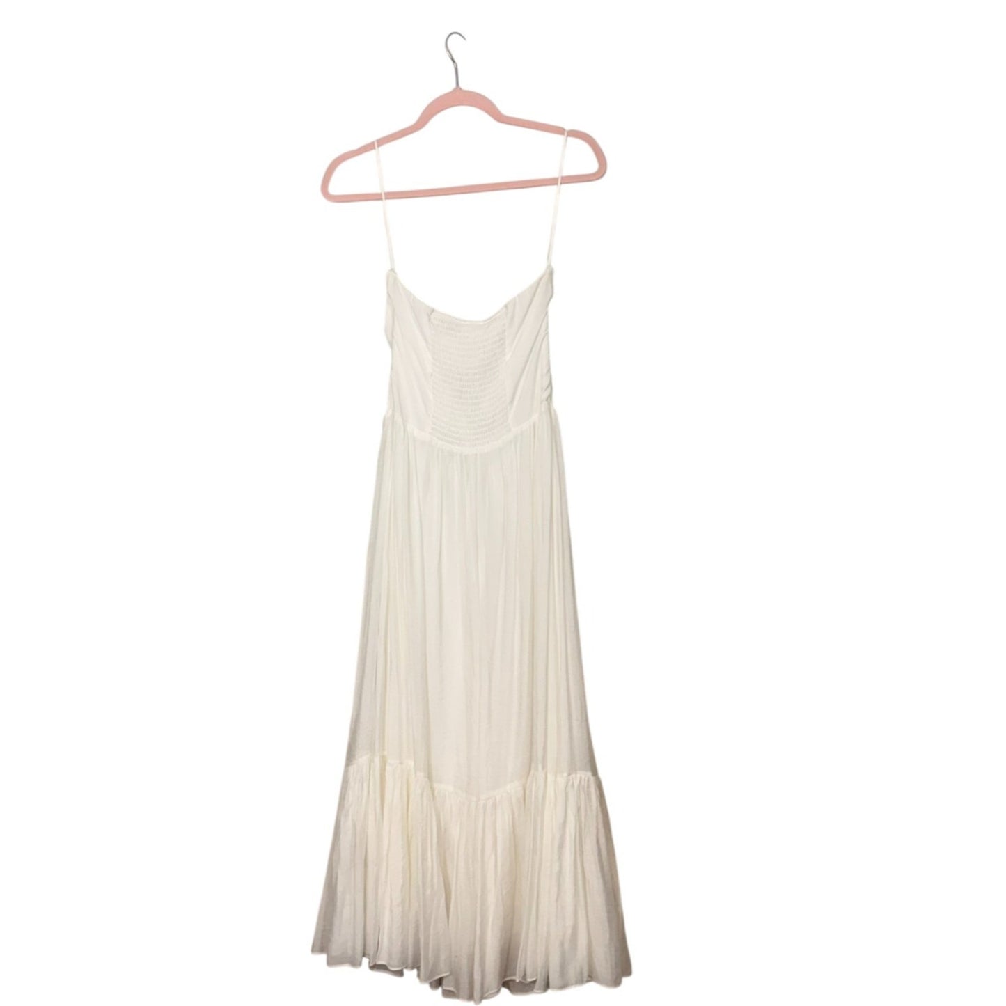 NEW P. Cill Women's Size Small Off White Strapless Maxi Button-Down Tiered Dress