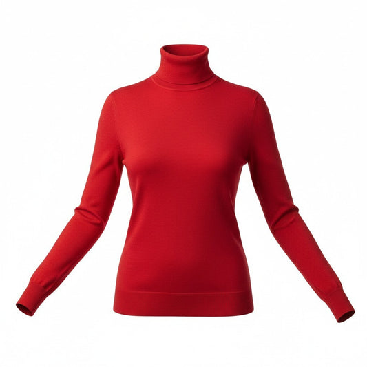 Ralph Lauren Women's Med Red Wool Turtleneck Sweater VTG Made in Great Britain
