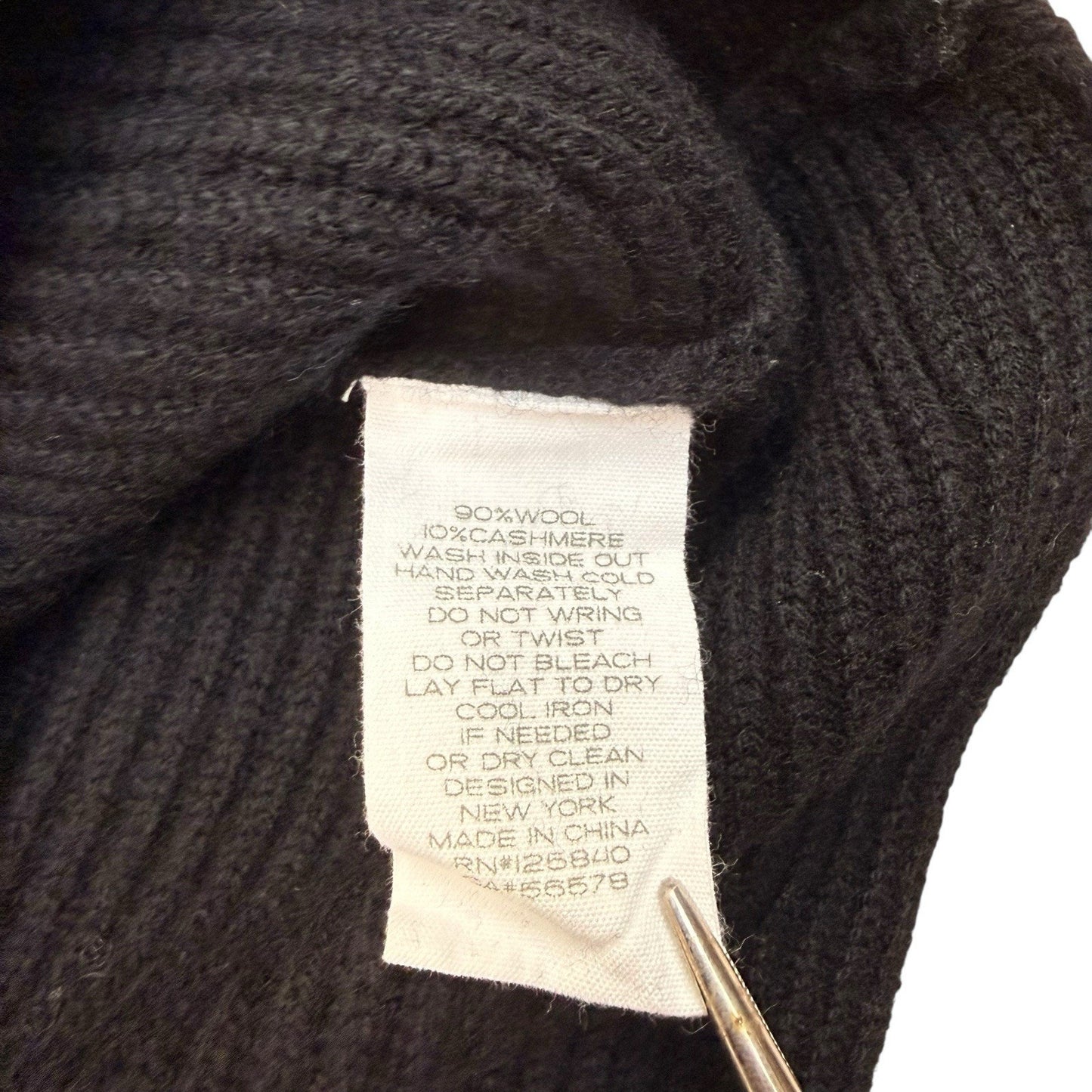 INTERMIX 100% Cashmere Ribbed V Neck Sweater Black S Women's