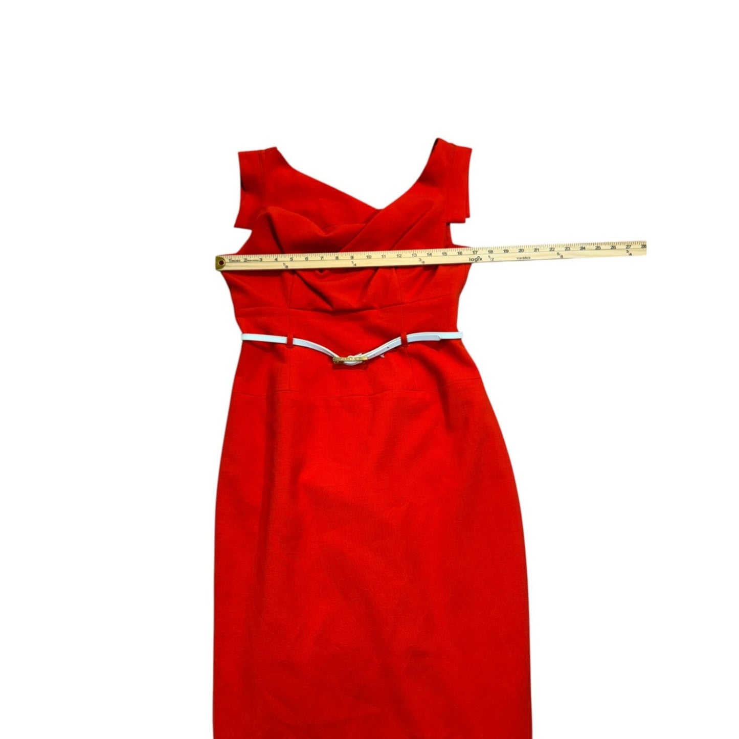 NEW Black Halo Women’s Red Cap Sleeve Belted Pencil Dress Size 10 Business