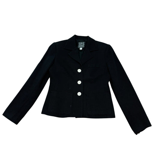 Vintage Cynthia Rowley Black Cotton Blazer Jacket USA Size 6 Women's