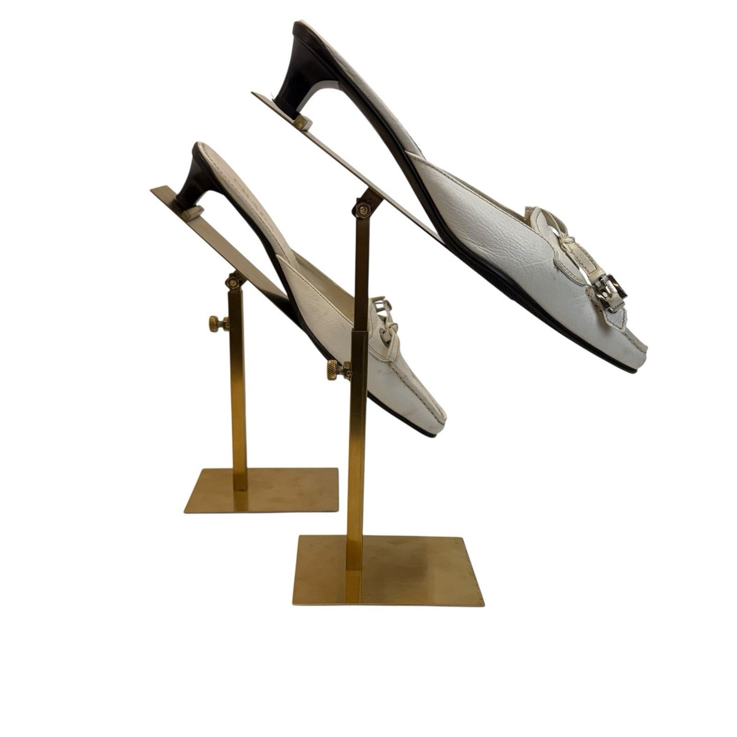 Prada Y2K White Leather Pointed Toe Mule Heels Sz 36.5 Italy Women's