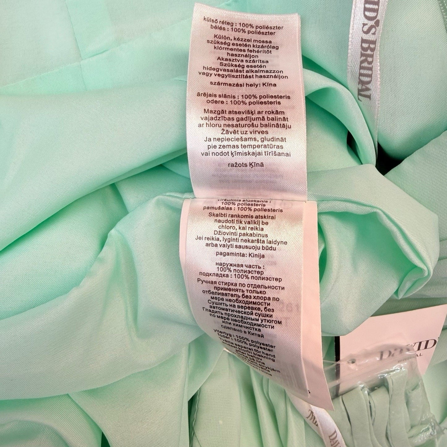 Women's David’s Bridal Mint Strapless Chiffon Bridesmaid Dress Size 26 NWT