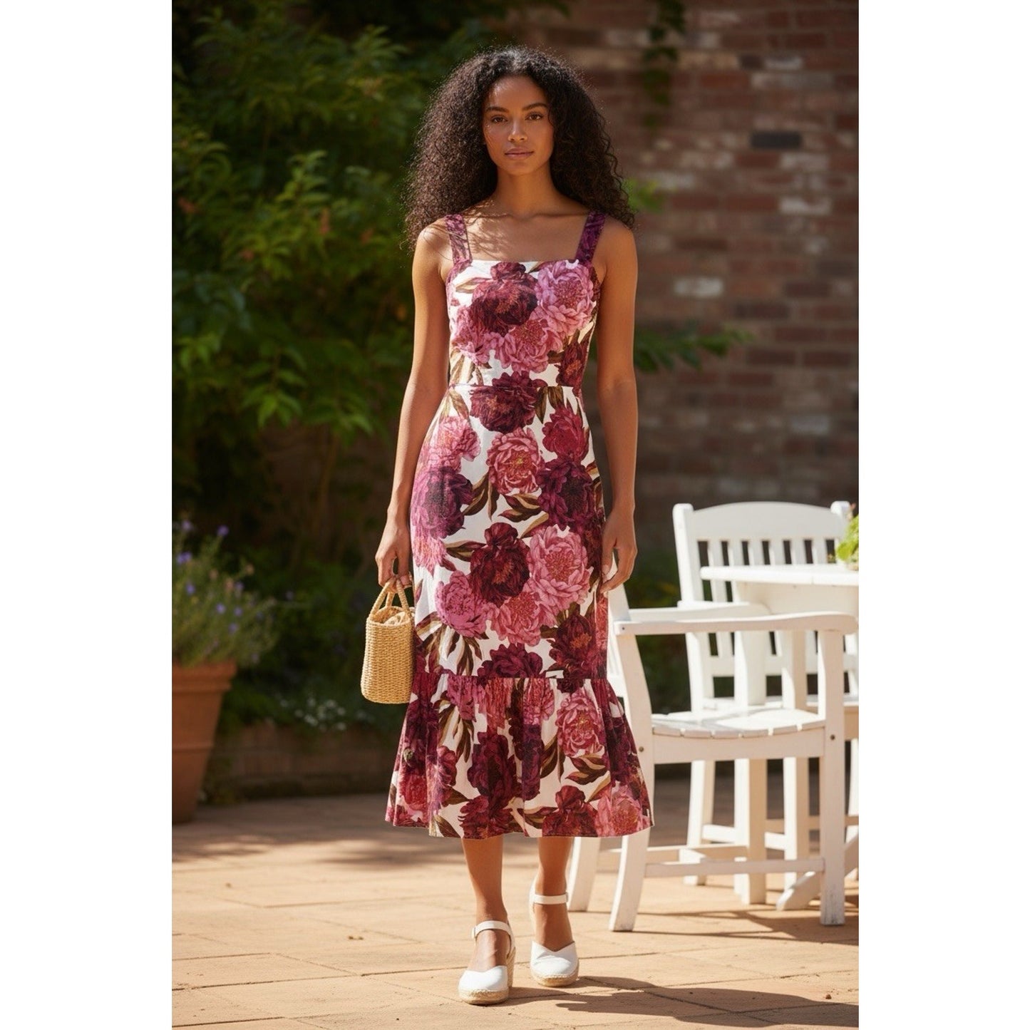 Sam Edelman Floral Maxi Dress Women’s Sz 8 Sleeveless Ruffle Hem Summer NEW $138