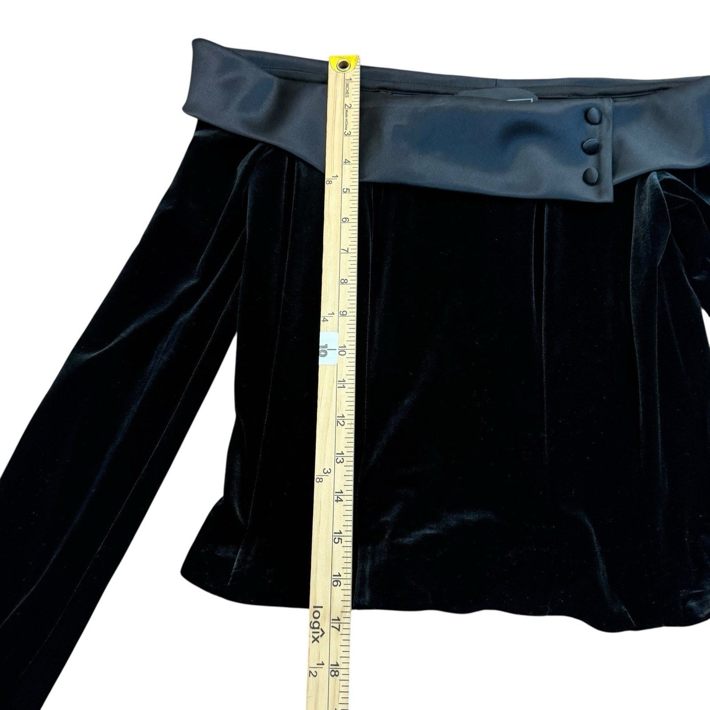 Alex Evenings Black Velvet Off Shoulder Top Women's M Long Sleeve Formal Blouse
