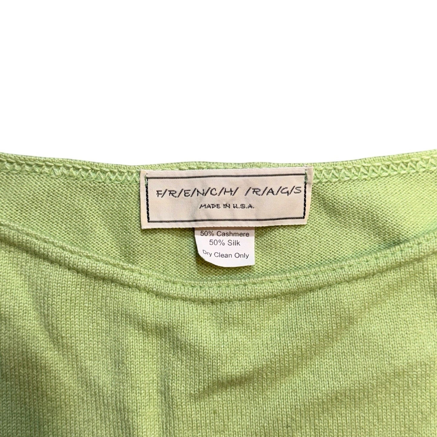 Rare Vintage French Rags Cashmere Silk Midi Dress Green Sleeveless USA Made Med Women's