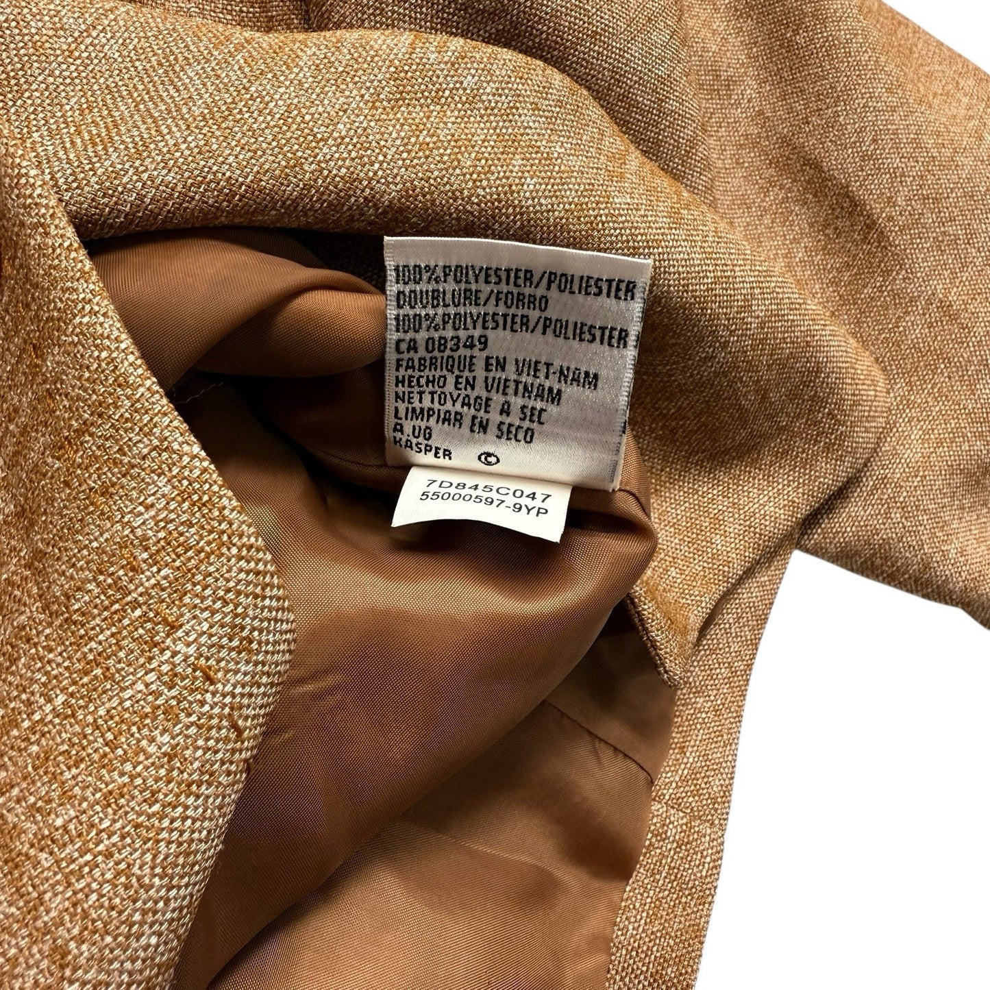 Le Suit Women's 16P Petite Tan 2 Piece Skirt Suit Blazer A Line Career