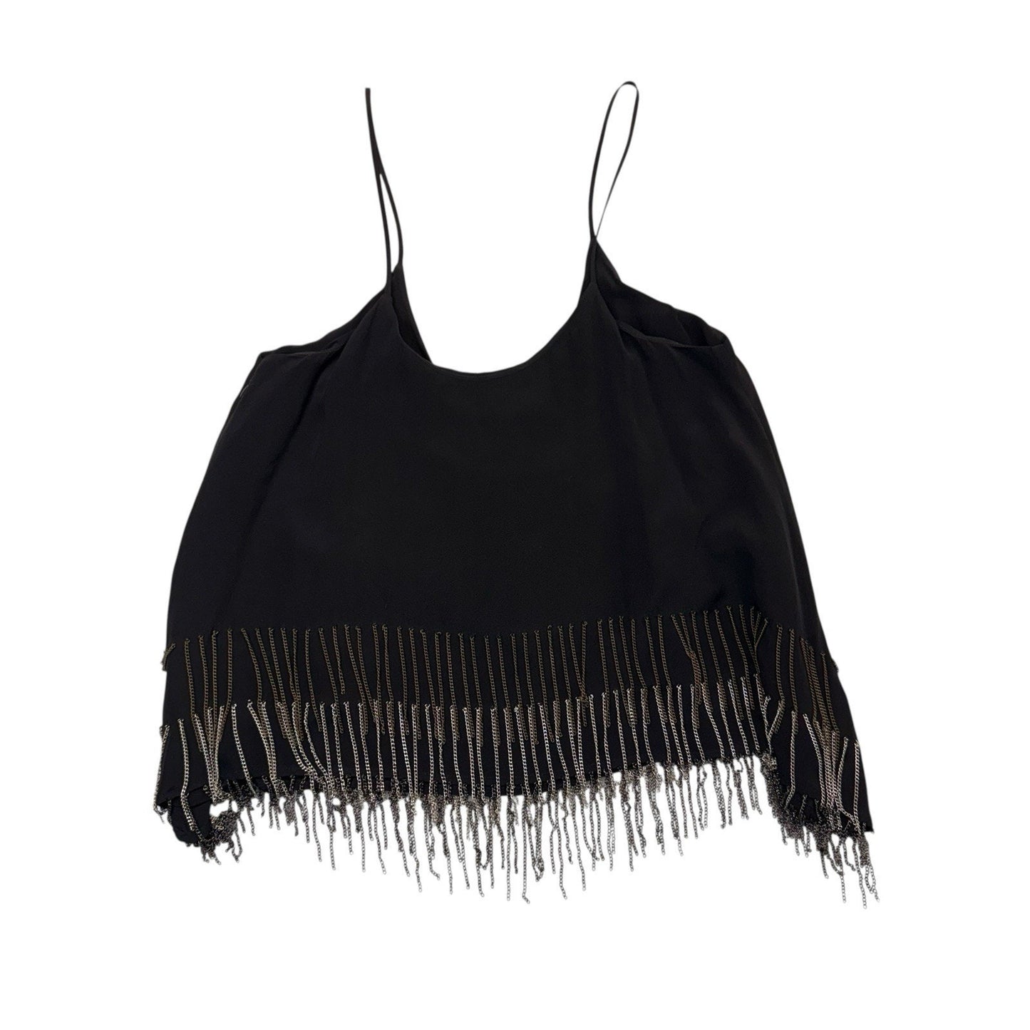 Sherl Bodell 100% Silk Chain Fringe Camisole Black M Women's Blouse
