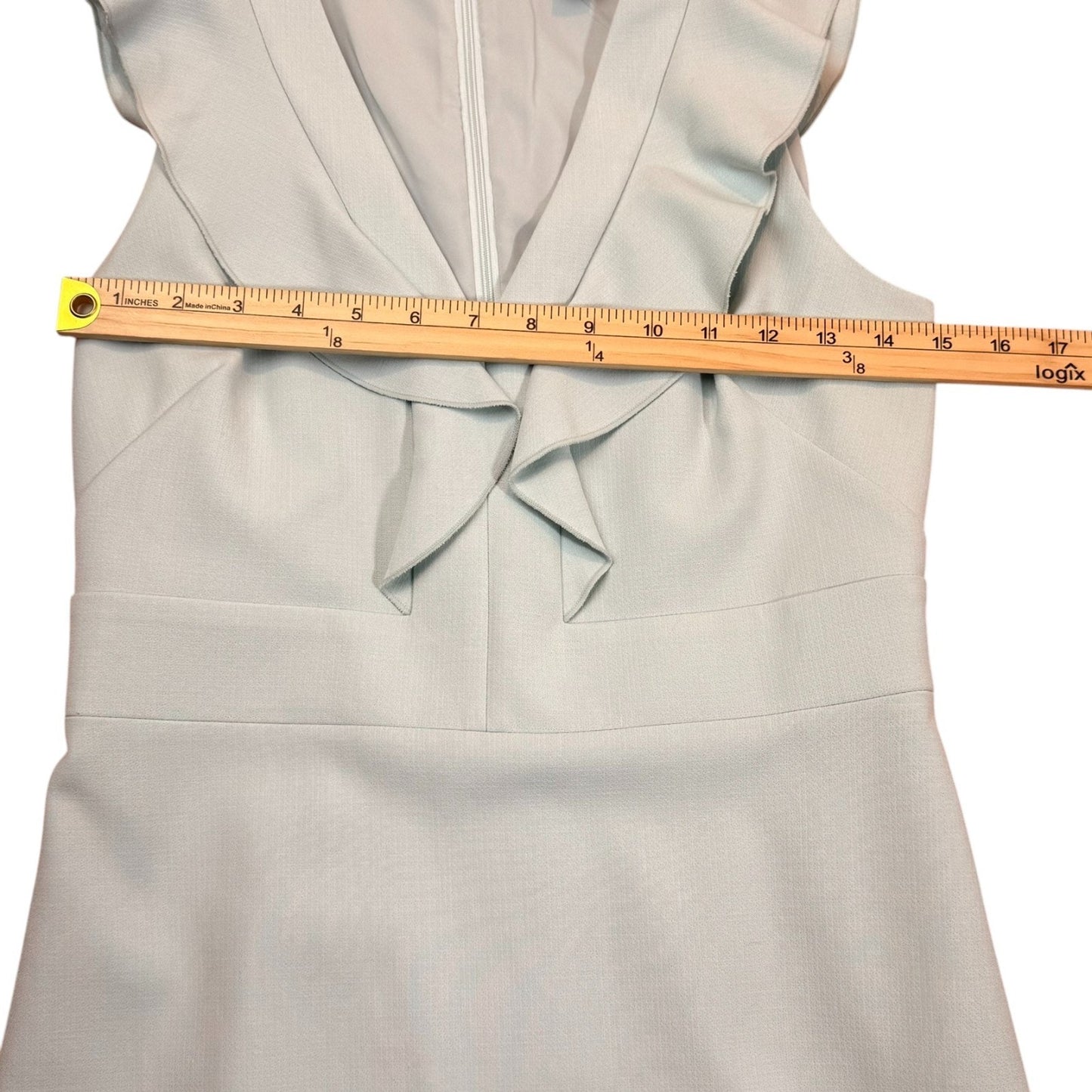 NWT Ann Taylor Women’s 0 Sage Ruffle Neck Sleeveless Sheath Dress Career Work