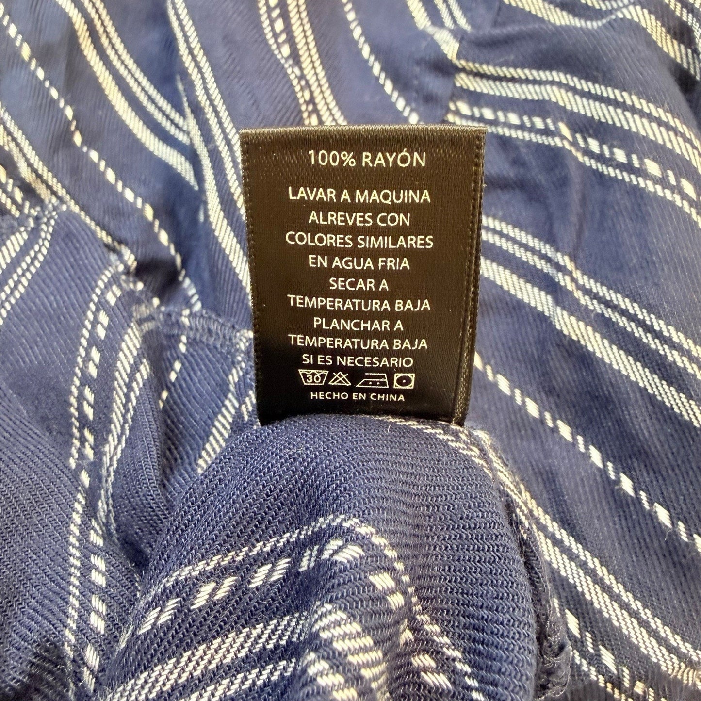 Dear John Blue Striped Shirt Dress Large 100% Rayon Button Front NWT Women's