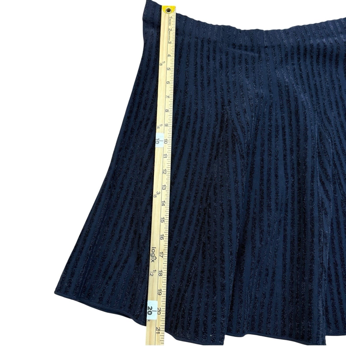 Ann Taylor Navy Knit Peplum Top & Skirt Set Women’s Size L Textured