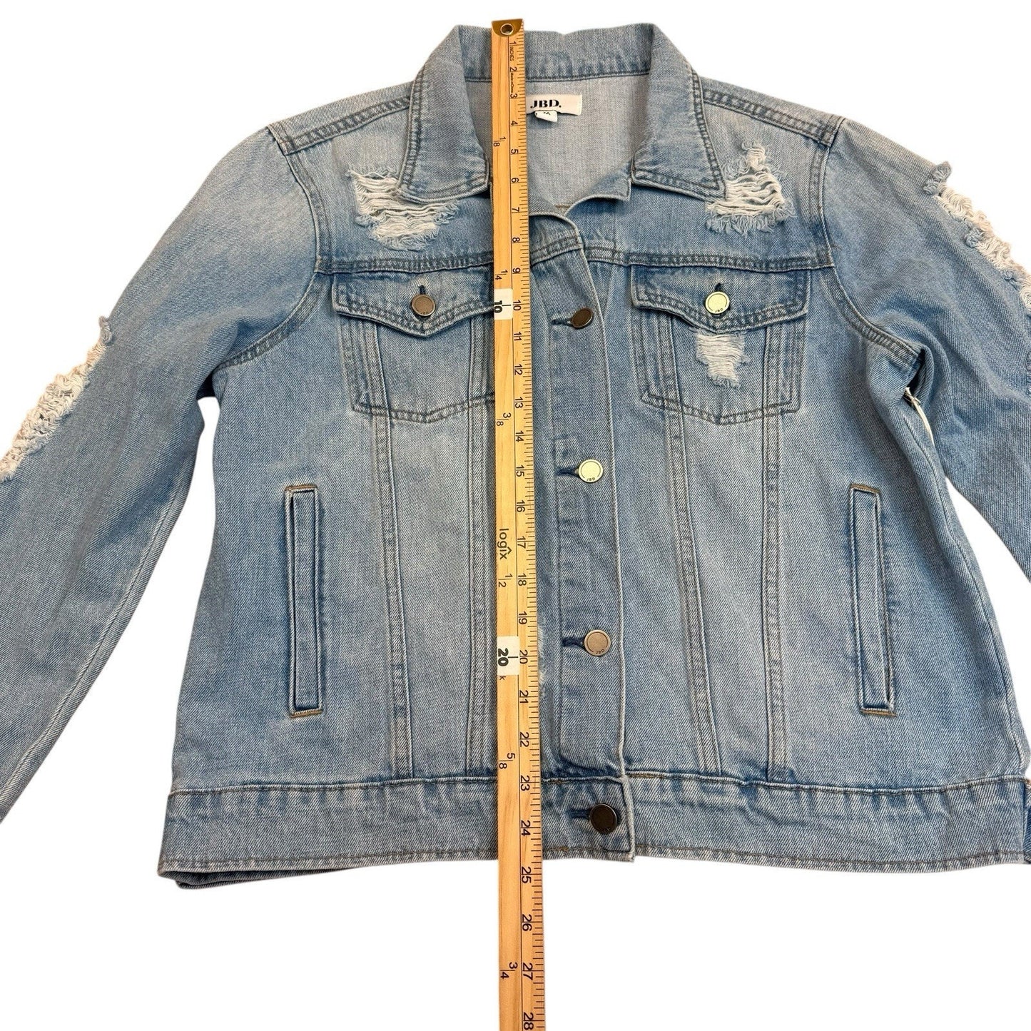 JBD Just Black Denim Distressed Jacket Pearl Detail M NWT Women's