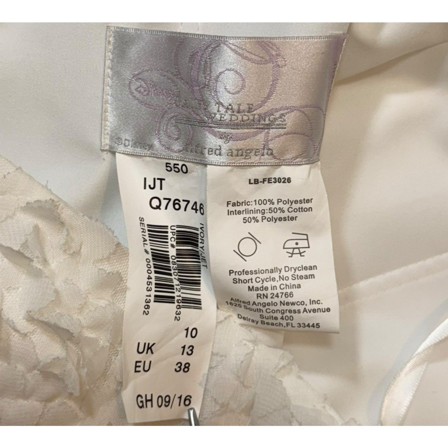 Alfred Angelo Disney Wedding Dress 10 Black White High Low Lace Corset NWT Women's