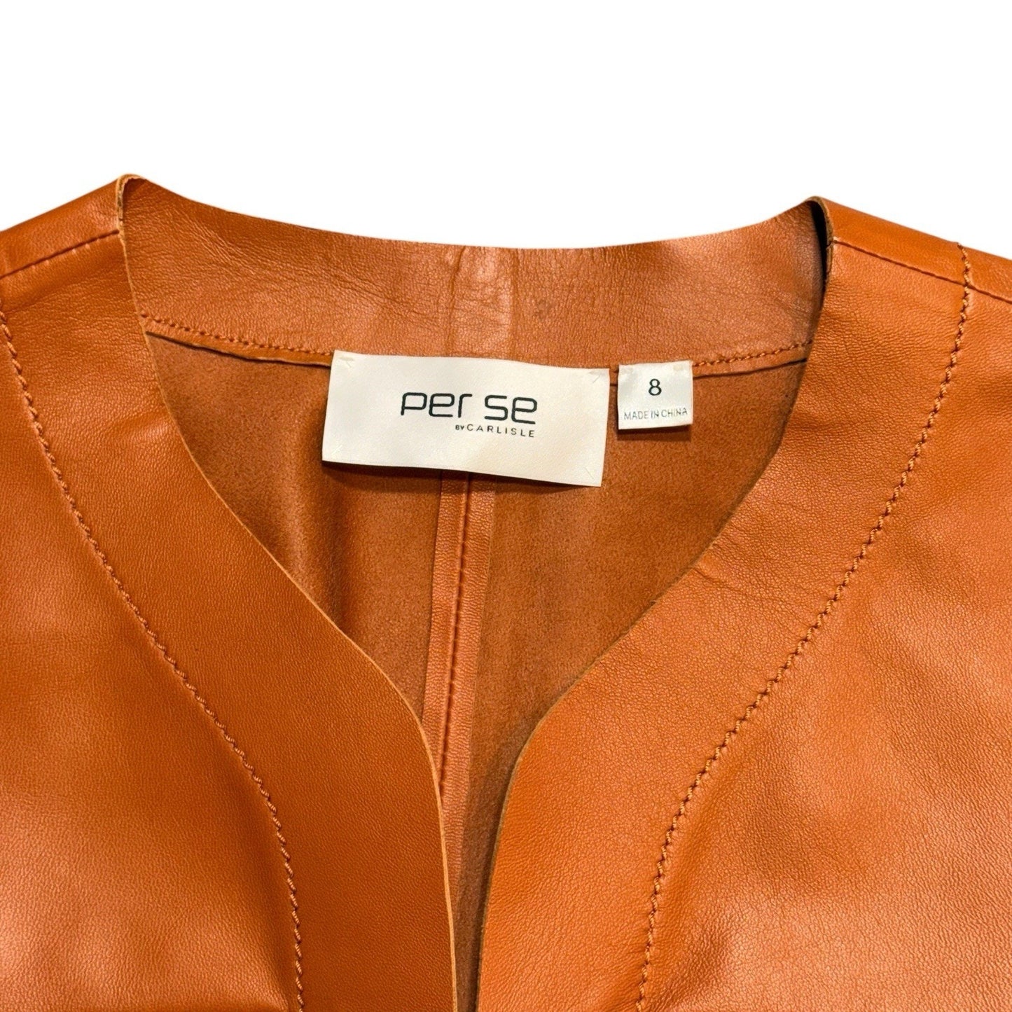 Per Se by Carlisle Women’s Genuine Leather Jacket Caramel Brown Size 8