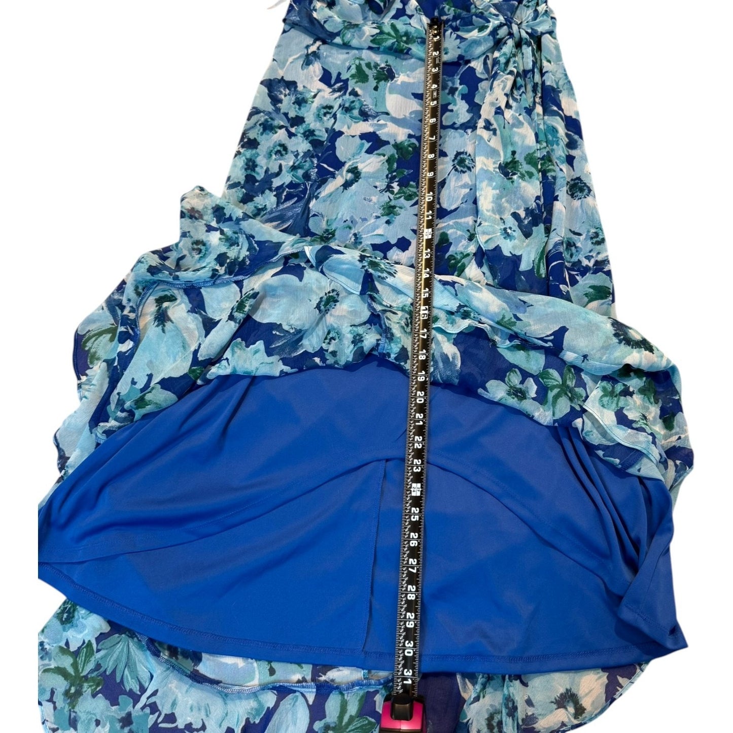 London Time Women's Size 8 Royal Turquoise Sleeveless Ruffle Wrap Dress - NEW