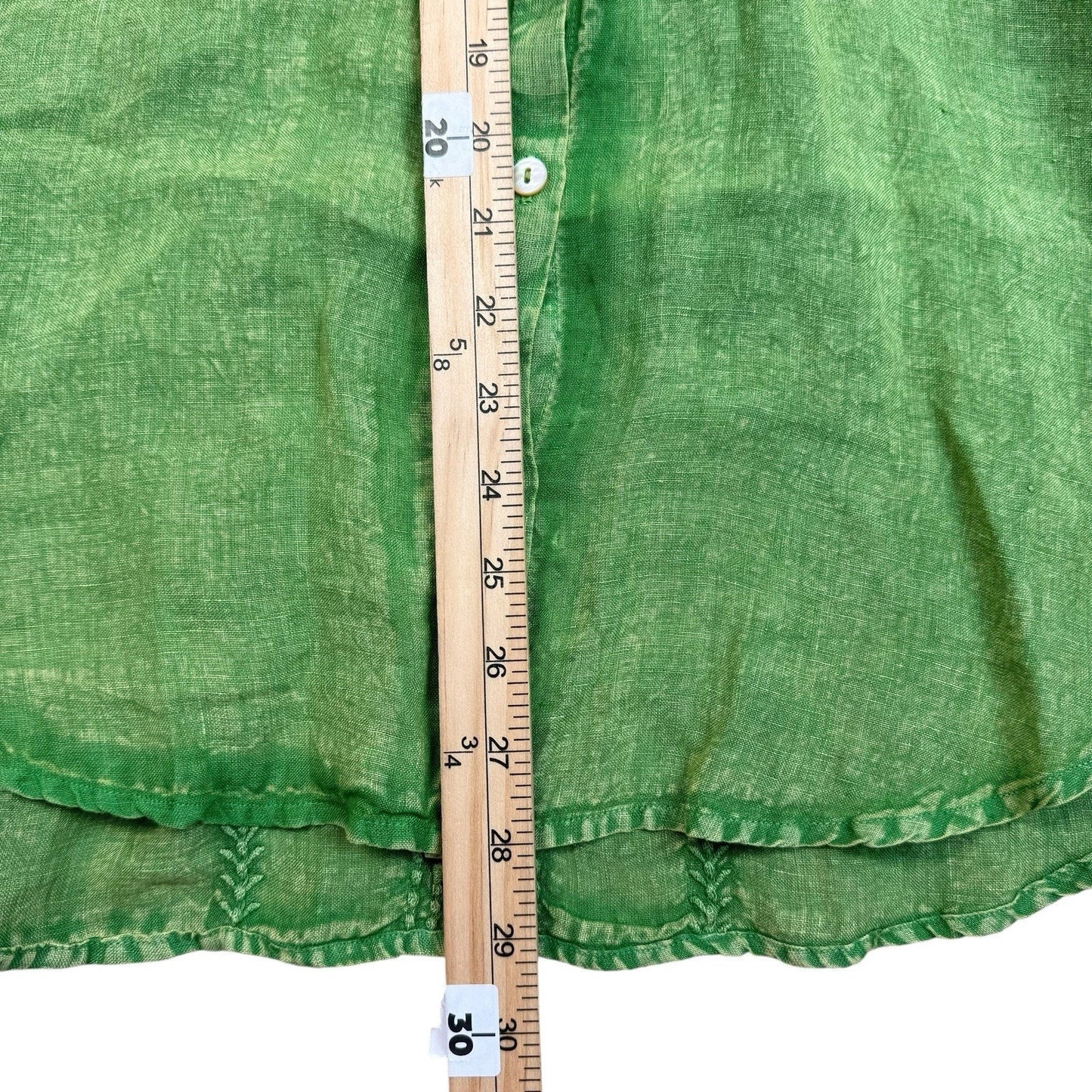 Karyn Seo Green Linen Tunic Shirt Dress Size S Women's