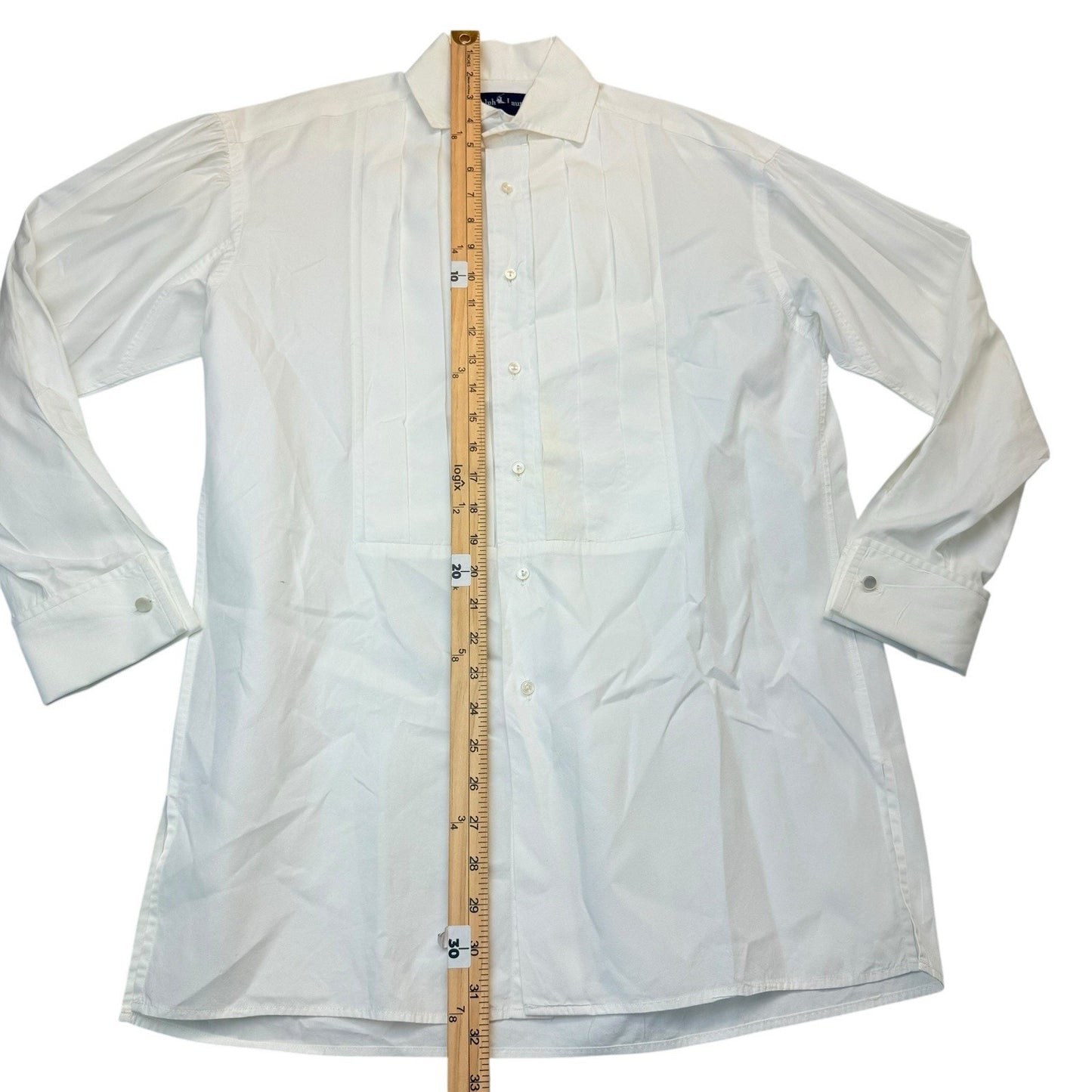 Ralph Lauren White Tuxedo Dress Shirt Pleated Front 6 Men's Polo's