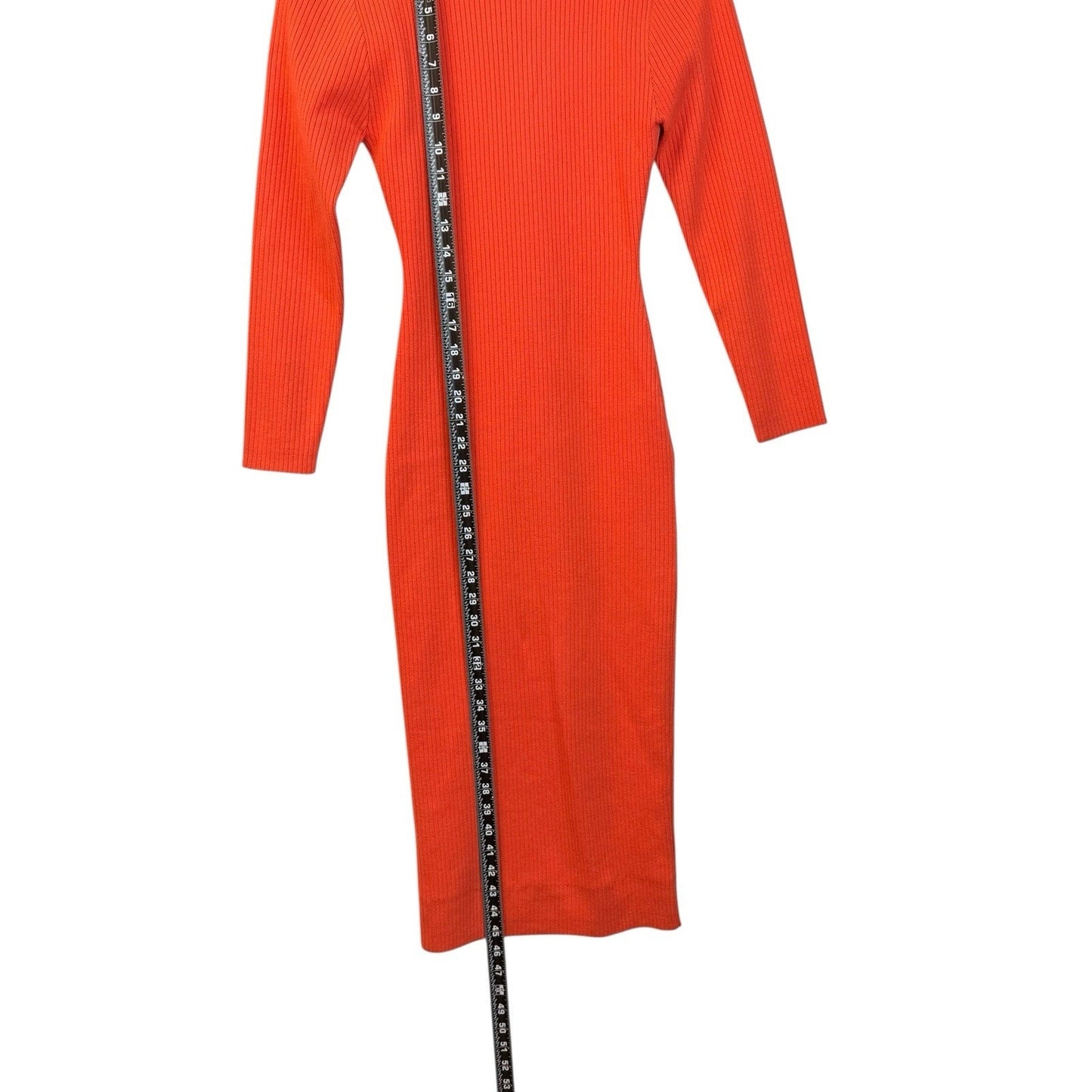 By Egreis Orange Ribbed Knit Midi Dress Gold Buttons S Women's