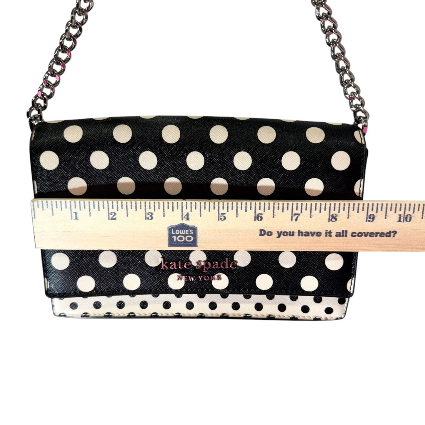 Kate Spade Polka Dot Chain Shoulder Bag Crossbody Clutch Black White Evening Purse Women's