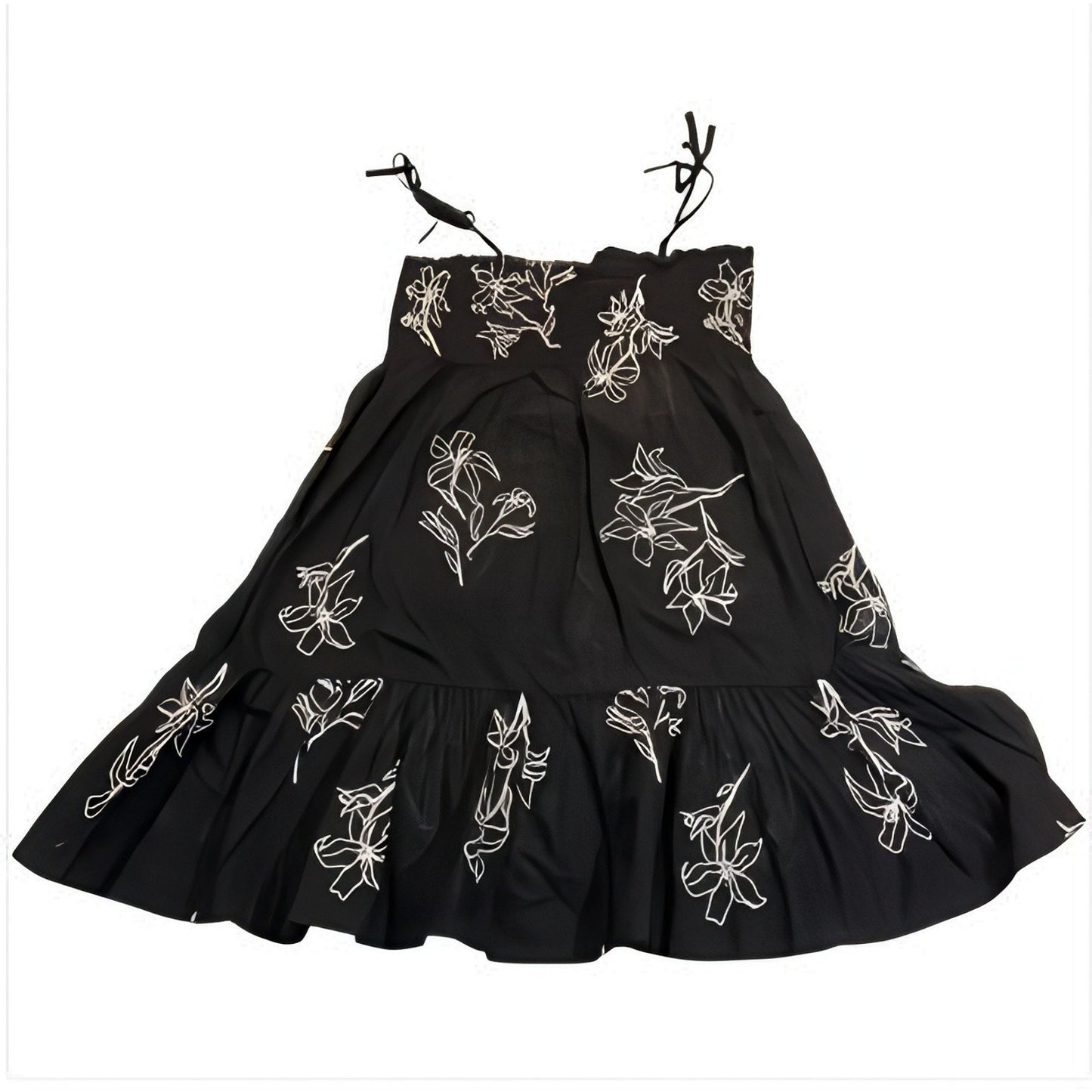 Tanya Taylor Swim Mini Lina Dress Girls L Black WHT Embroidered Lily Cotton NWT Women's