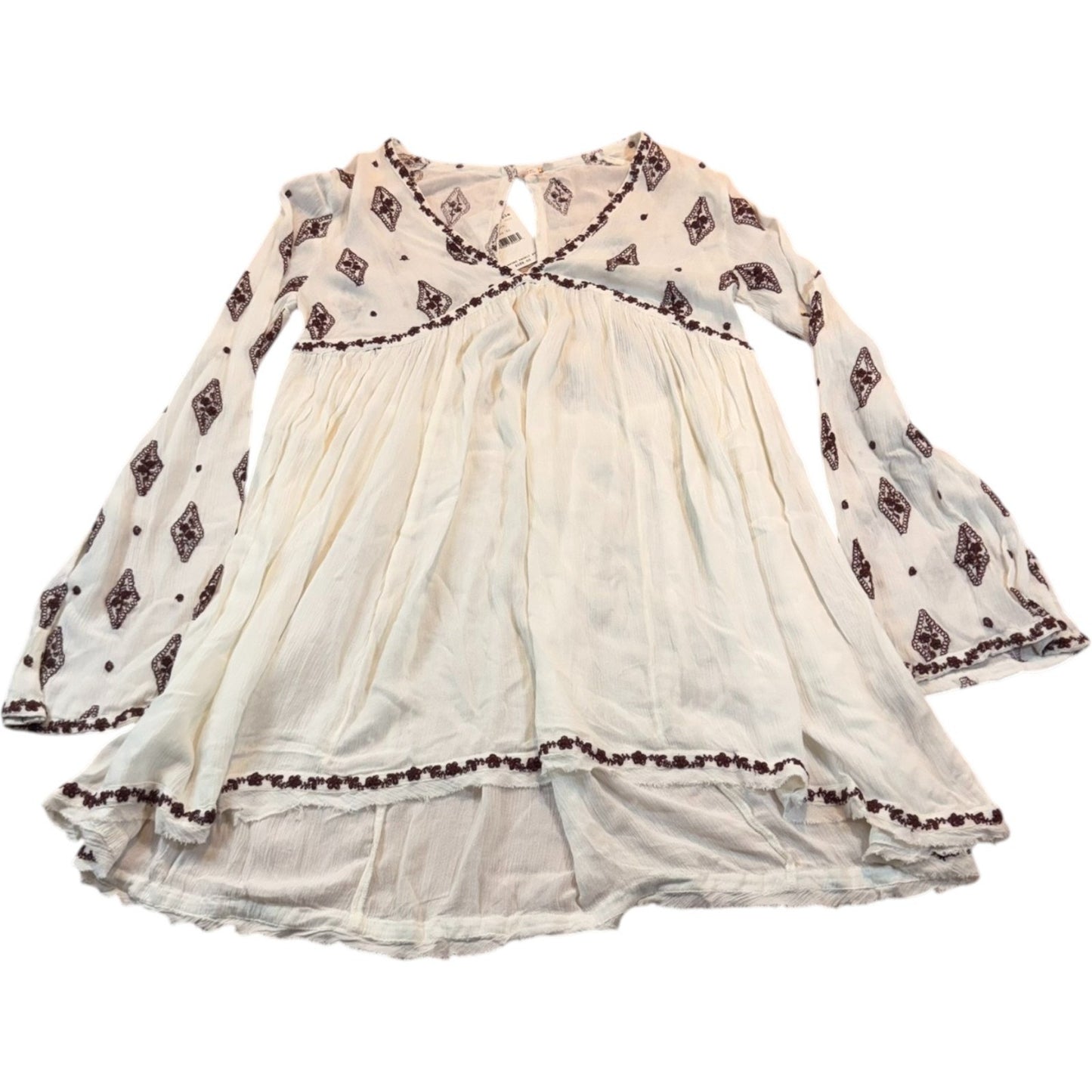 NEW Free People Women's Size XS Long Sleeve Boho-Inspired V-Neck Blouse 100% Rayon