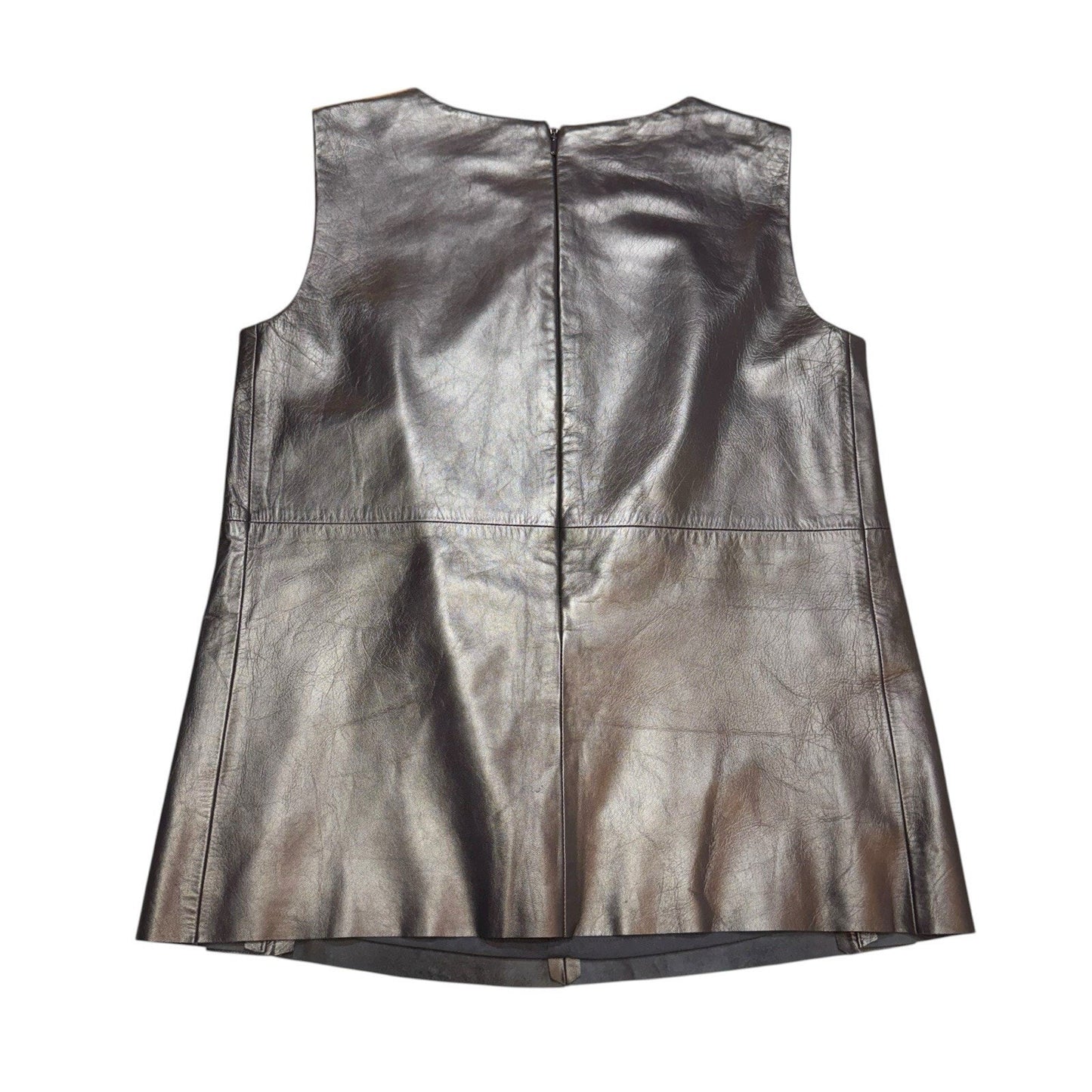 W by Worth Women’s Black Leather Sleeveless Top Size 0 Button Detail Blouse