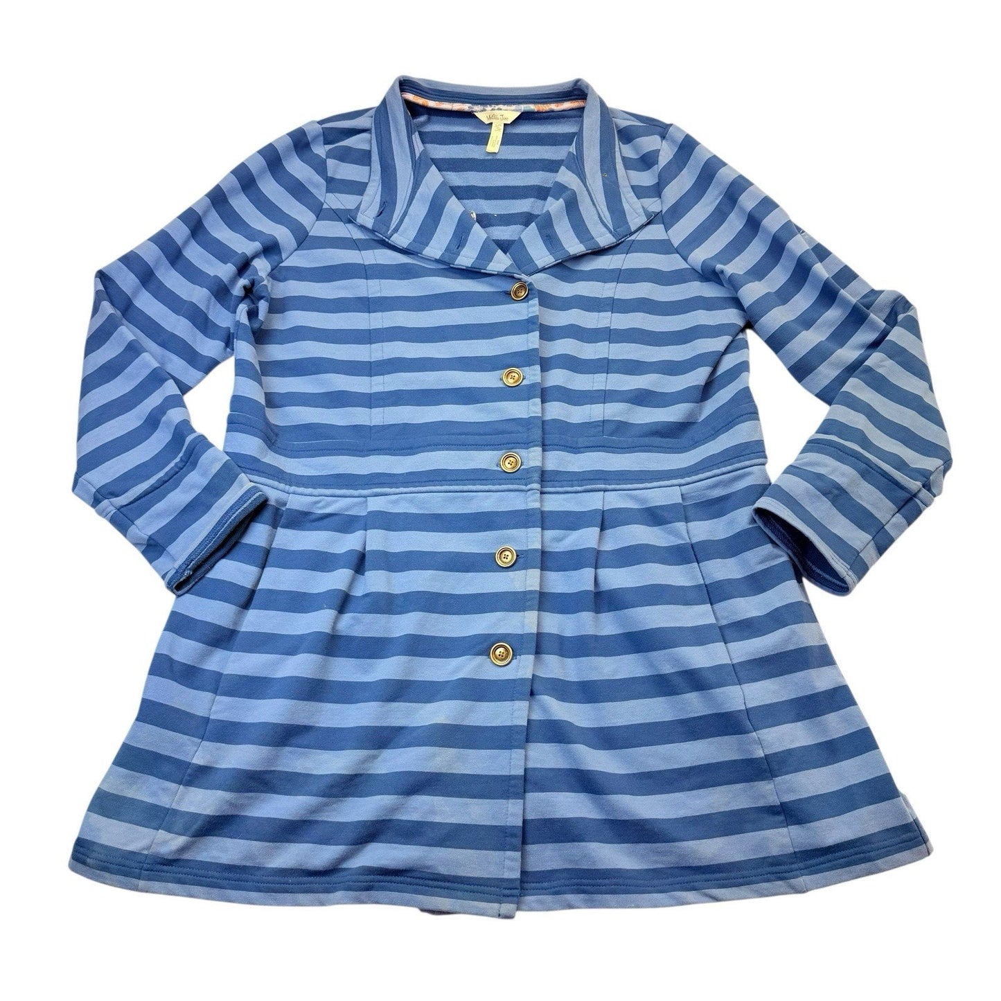 Matilda Jane Blue Stripe Button Front Knit Dress XL Women's