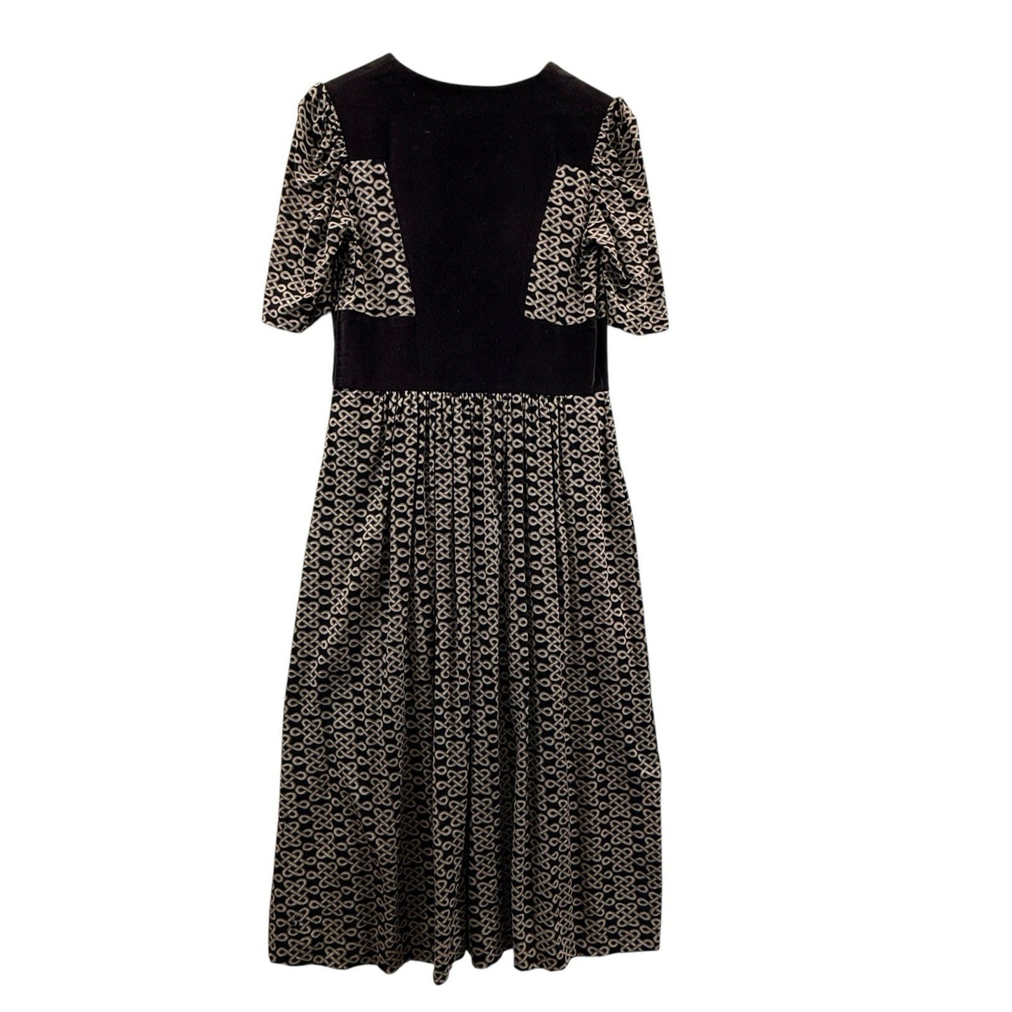 Vintage Gino Paoli Black Wool Dress Made in Italy Puff Sleeve Midi 8 Women's