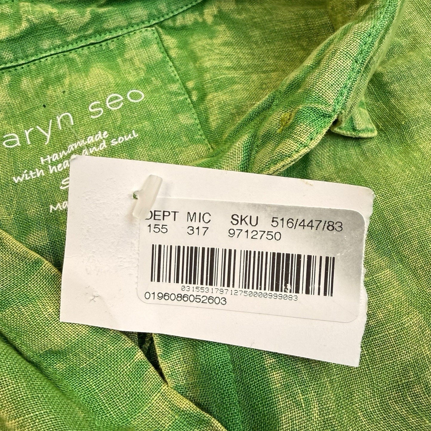 Karyn Seo Green Linen Tunic Shirt Dress Size S Women's