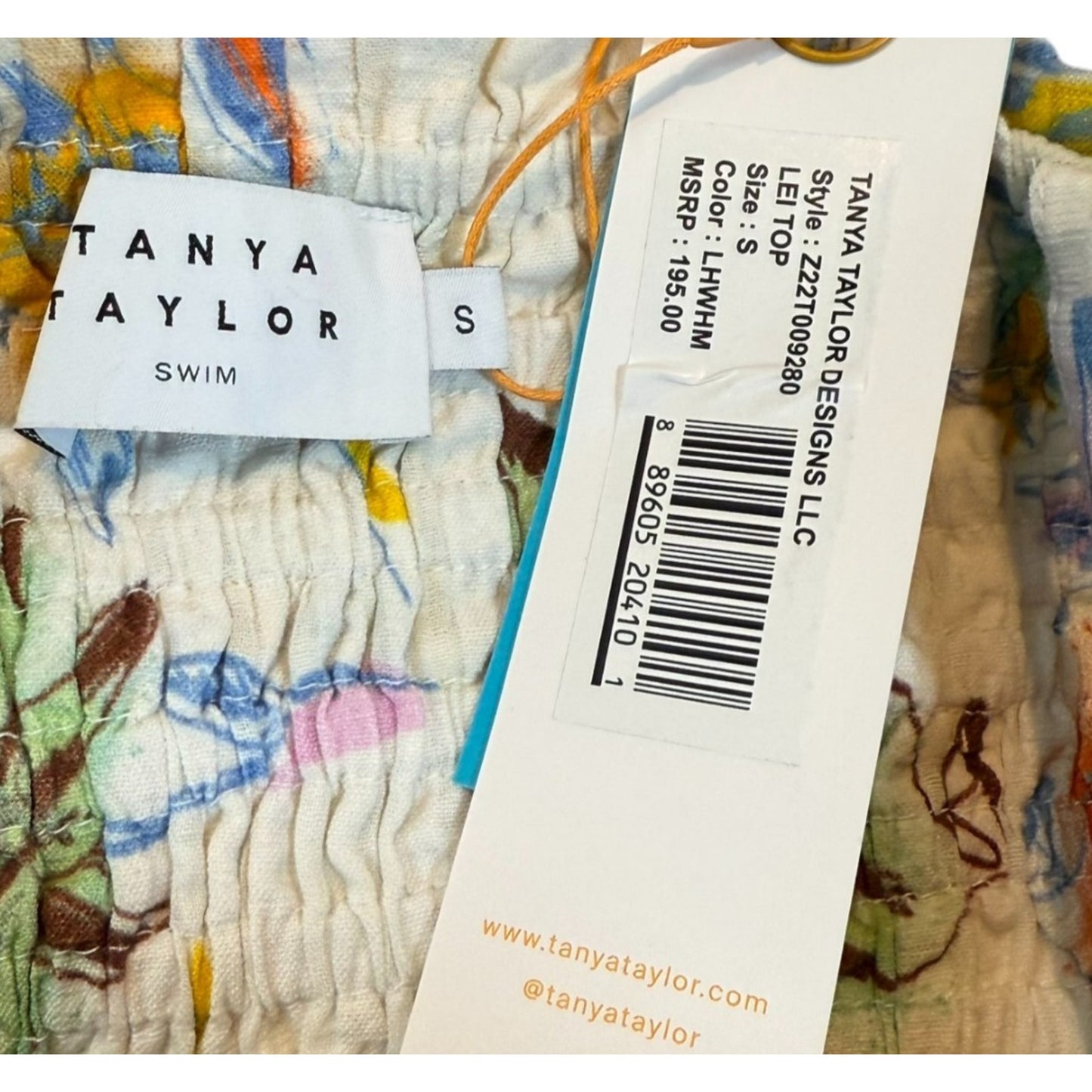 Tanya Taylor Lei Top Women's Small Floral Smocked Tie Strap Cotton NWT $195 Blouse