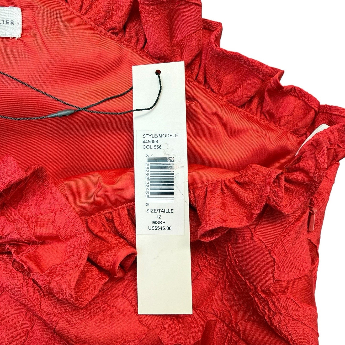 ML Monique Lhuillier Red One Shoulder Ruffle Cocktail Dress 12 NWT Women's