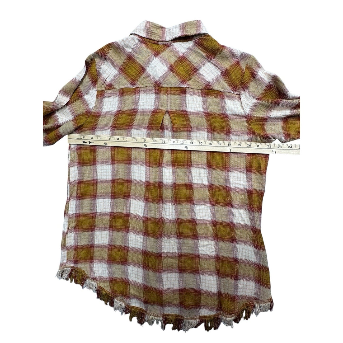 Karyn Seo Old Gold Plaid Hand Made Size Large - NWT Women's Button-Up