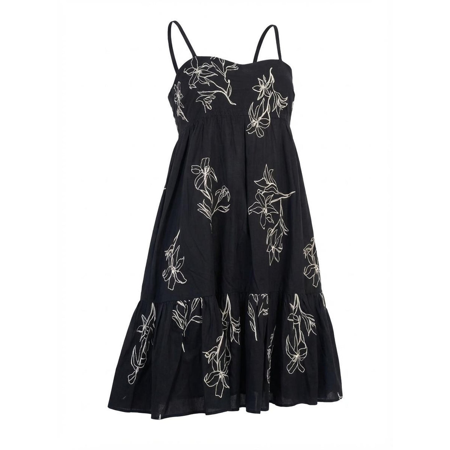 Tanya Taylor Swim Mini Lina Dress Girls L Black WHT Embroidered Lily Cotton NWT Women's