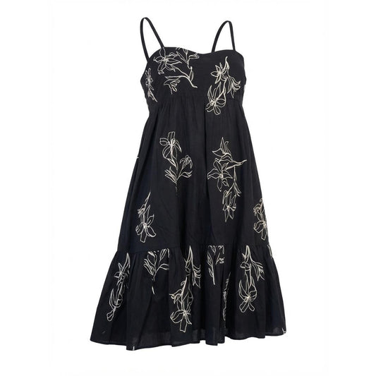 Tanya Taylor Swim Mini Lina Dress Girls L Black WHT Embroidered Lily Cotton NWT Women's