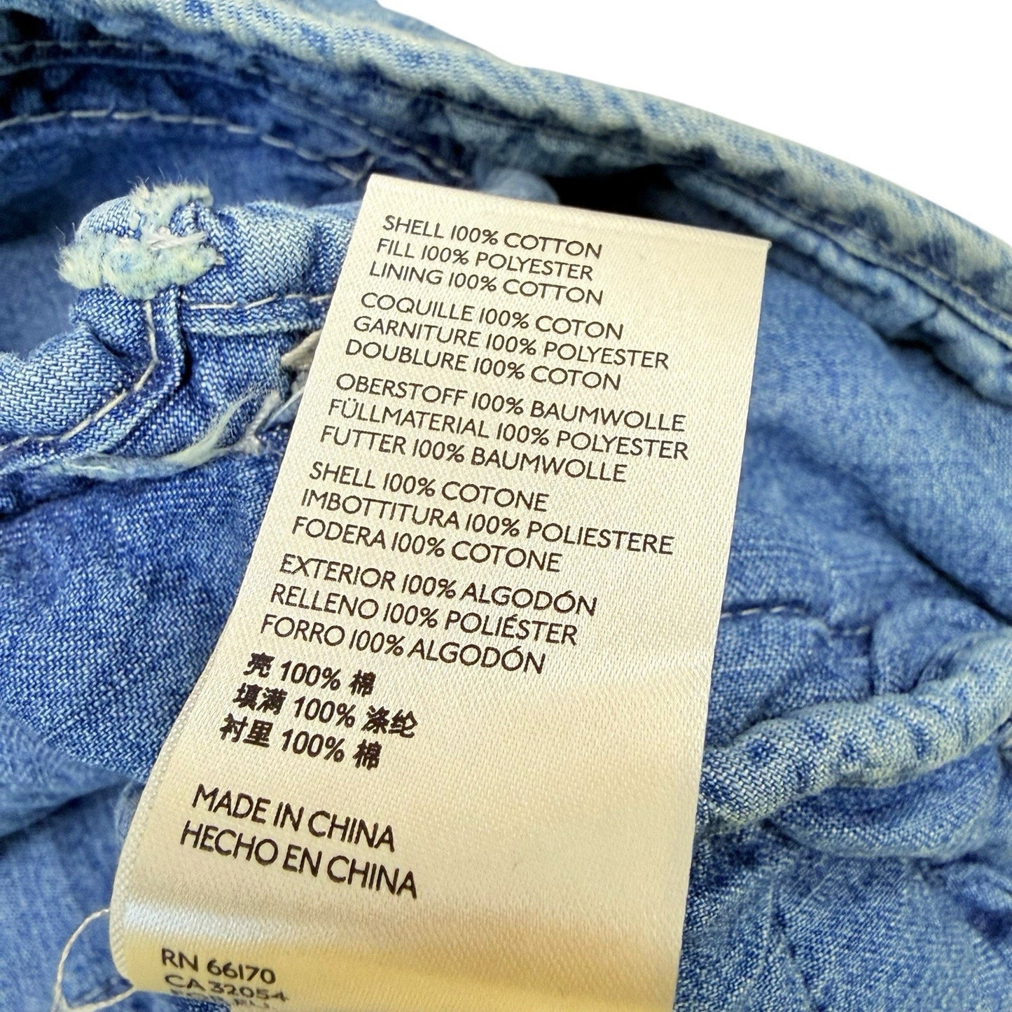Free People Quilted Denim Jacket XS Blue Zip Up Lightweight Cotton Women's