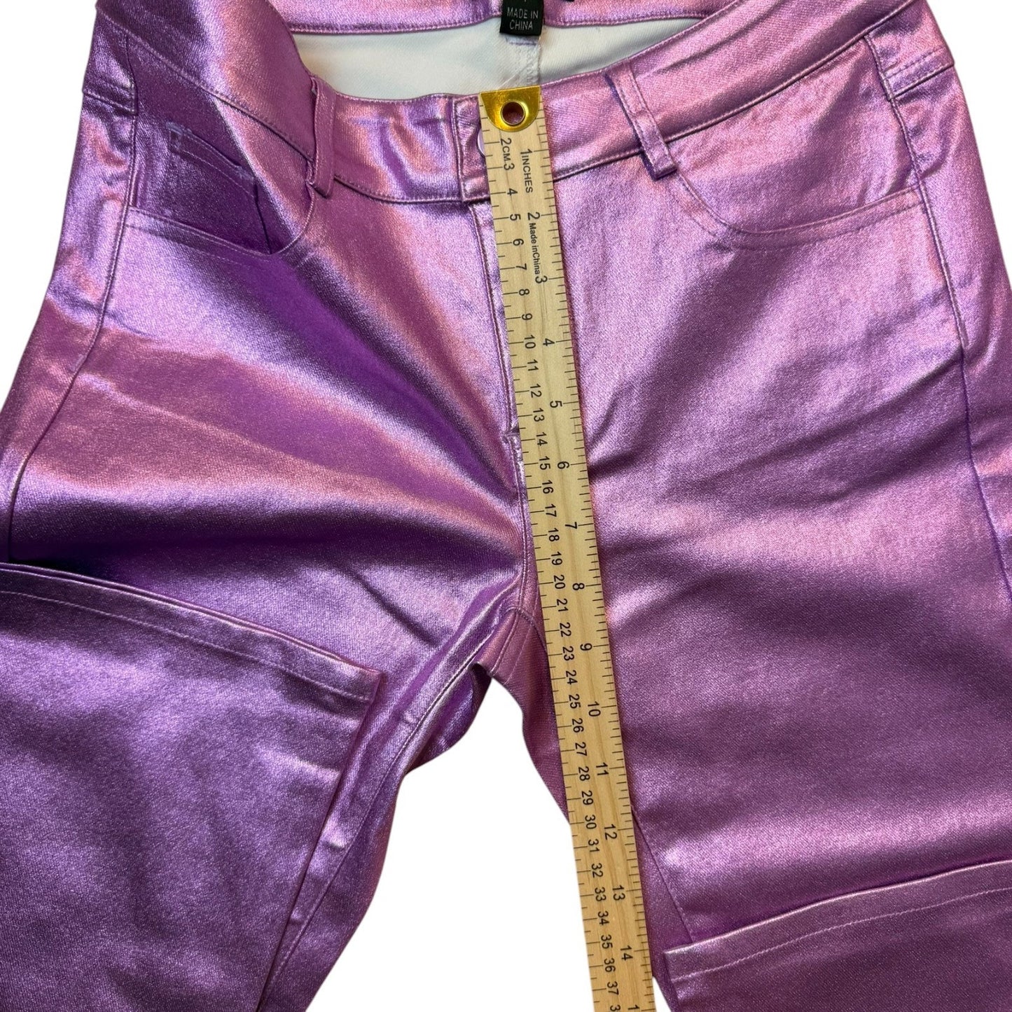 New A.Z.I Women's Size 4 Purple Metallic Glossy Gradient Ombre Flared Pants
