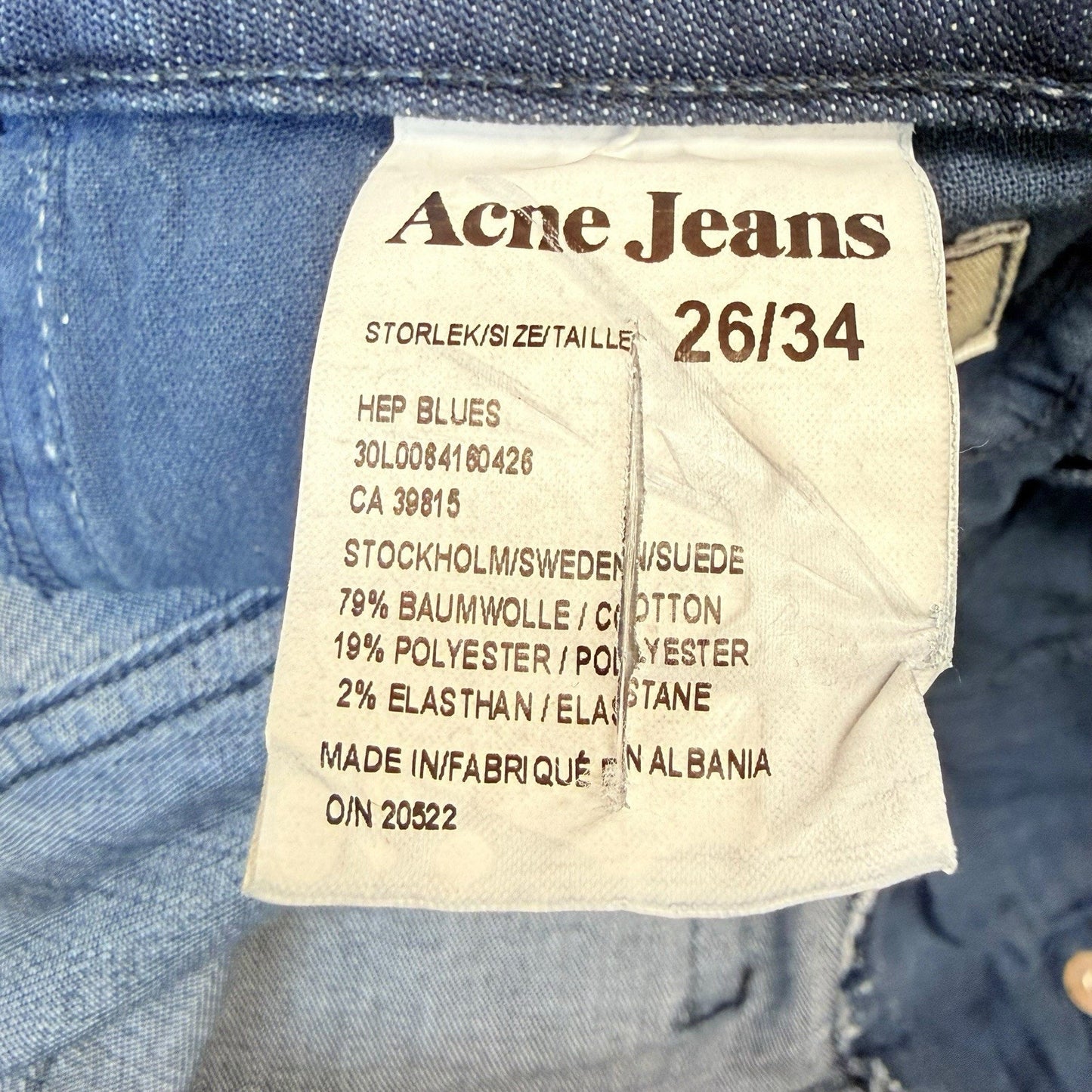 Acne Jeans Blue Bootcut Stretch Denim Jeans Size 26x34 Y2K Women's