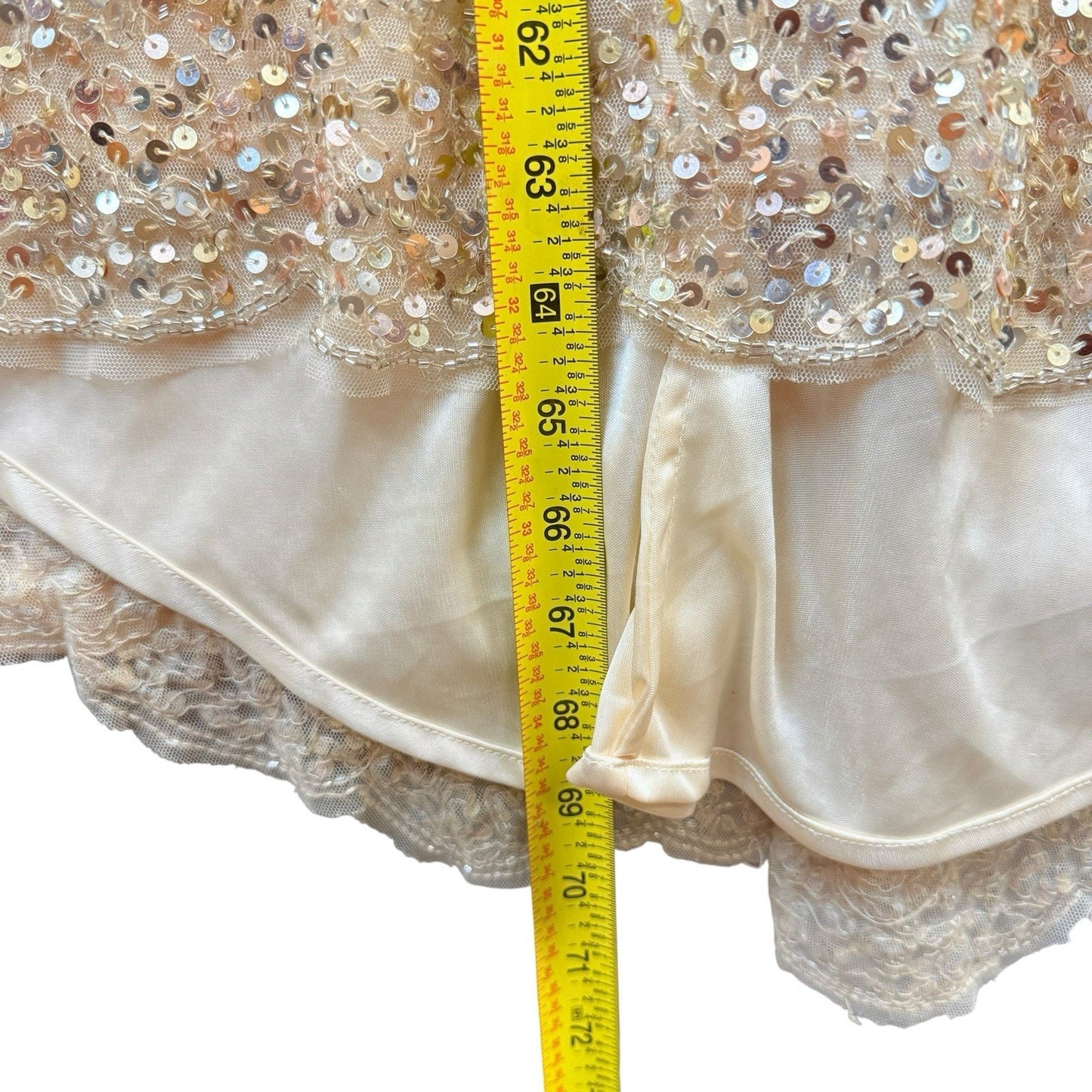 Mac Duggal 4930D Gold Sequin Gown 18 Nude Women's Formal Prom Evening Dress NWT