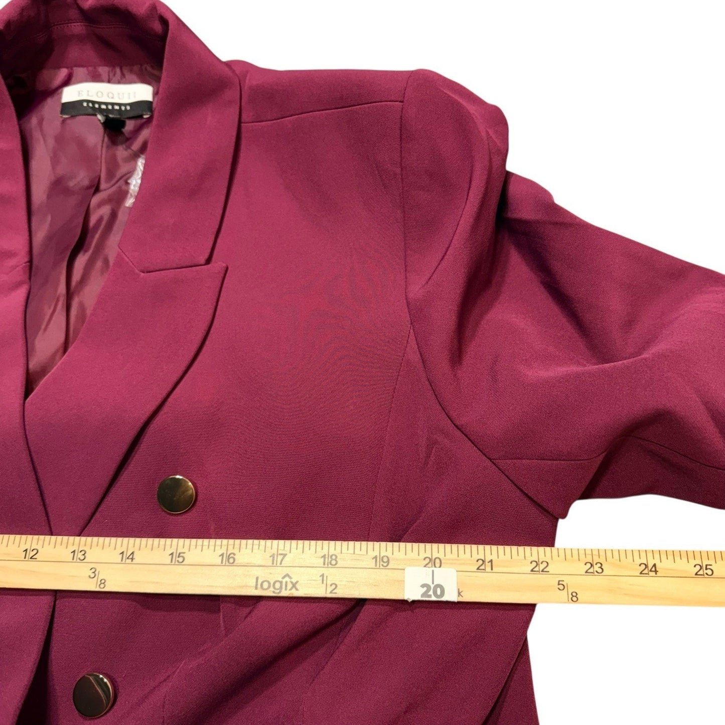 NWT ELOQUII Burgundy Blazer Women’s Size 14 Double Breasted Stretch Work Jacket