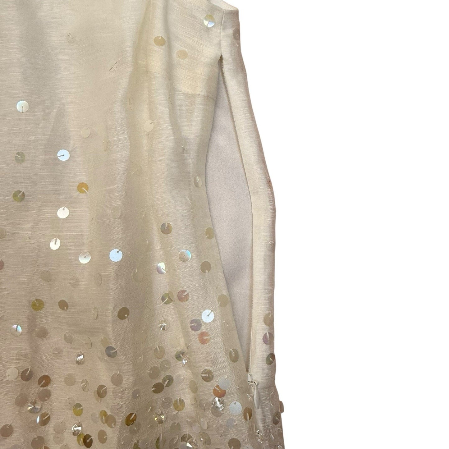 Y2K Doncaster Sequin Tunic Dress Sleeveless Silk Blend Evening Top Fringe Size 4 Women's