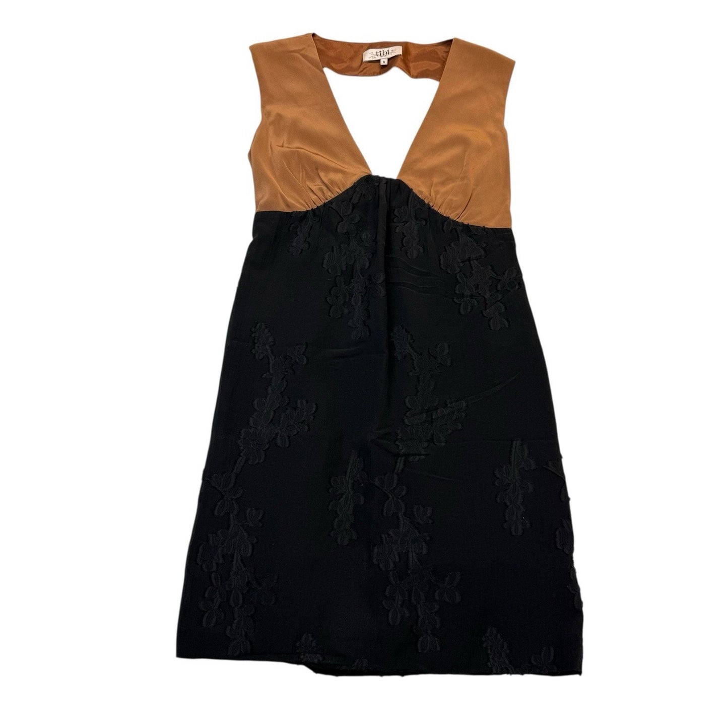 Tibi Sleeveless Colorblock Dress Women’s 6 Brown Black Floral Textured