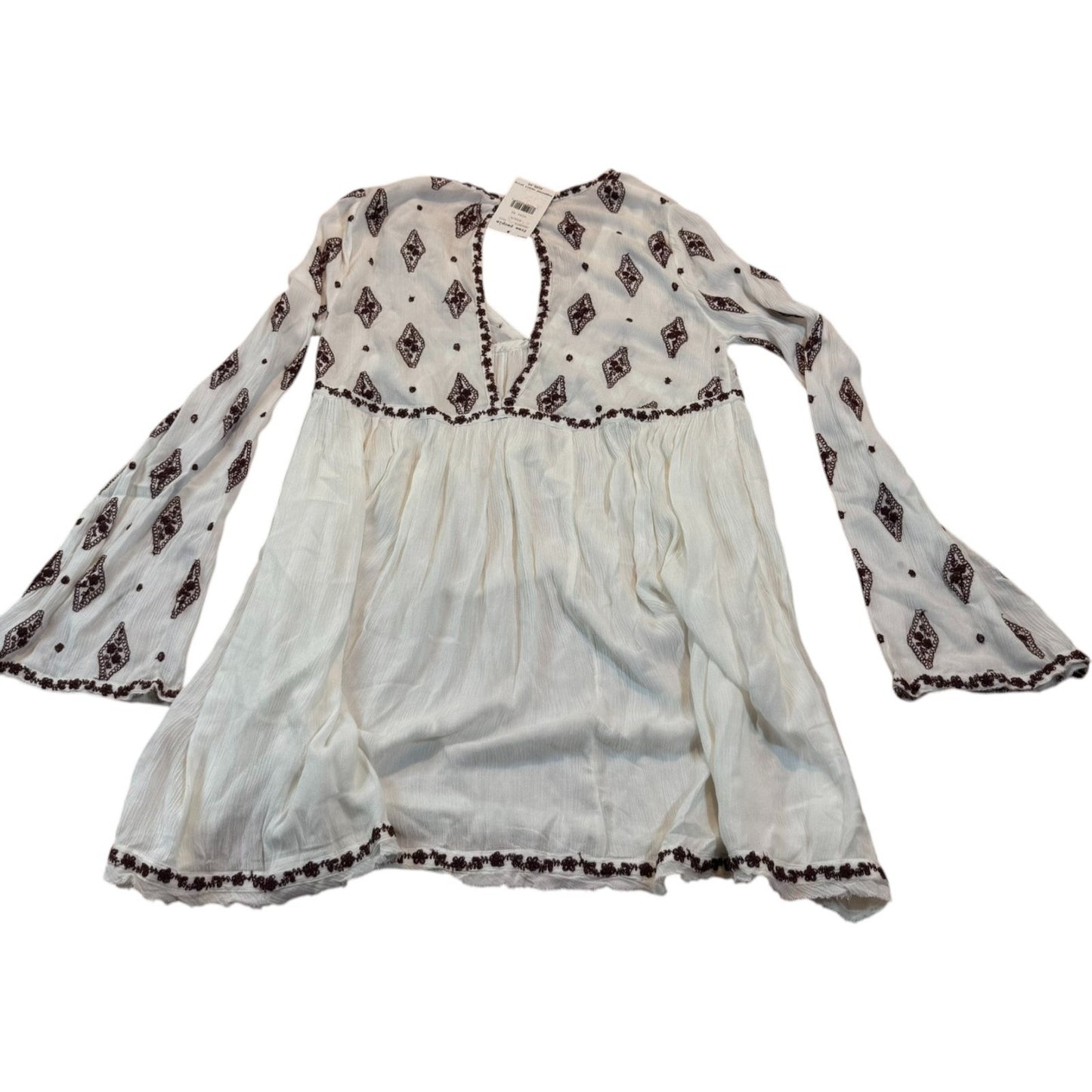 NEW Free People Women's Size XS Long Sleeve Boho-Inspired V-Neck Blouse 100% Rayon