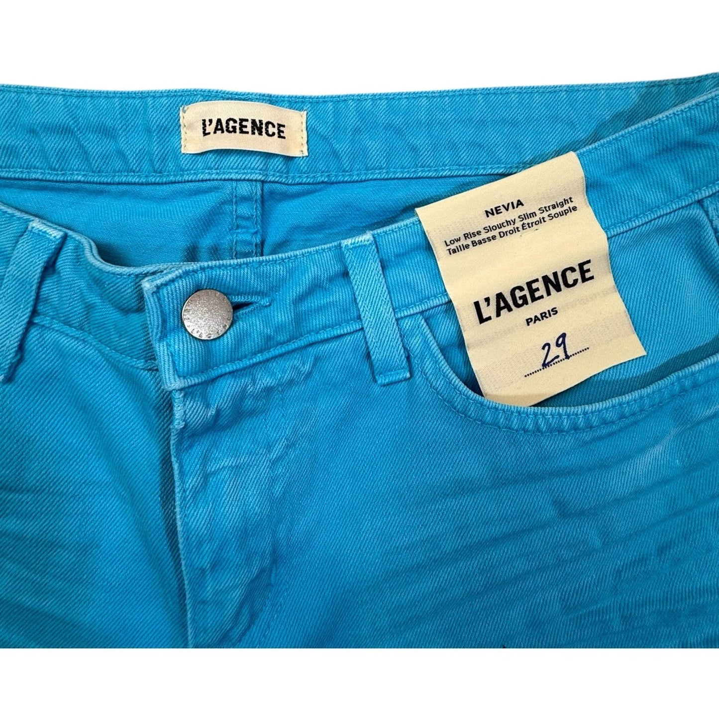 L’AGENCE Nevia Jeans Women’s Size 29 Low Rise Slouchy Slim Straight Blue - New