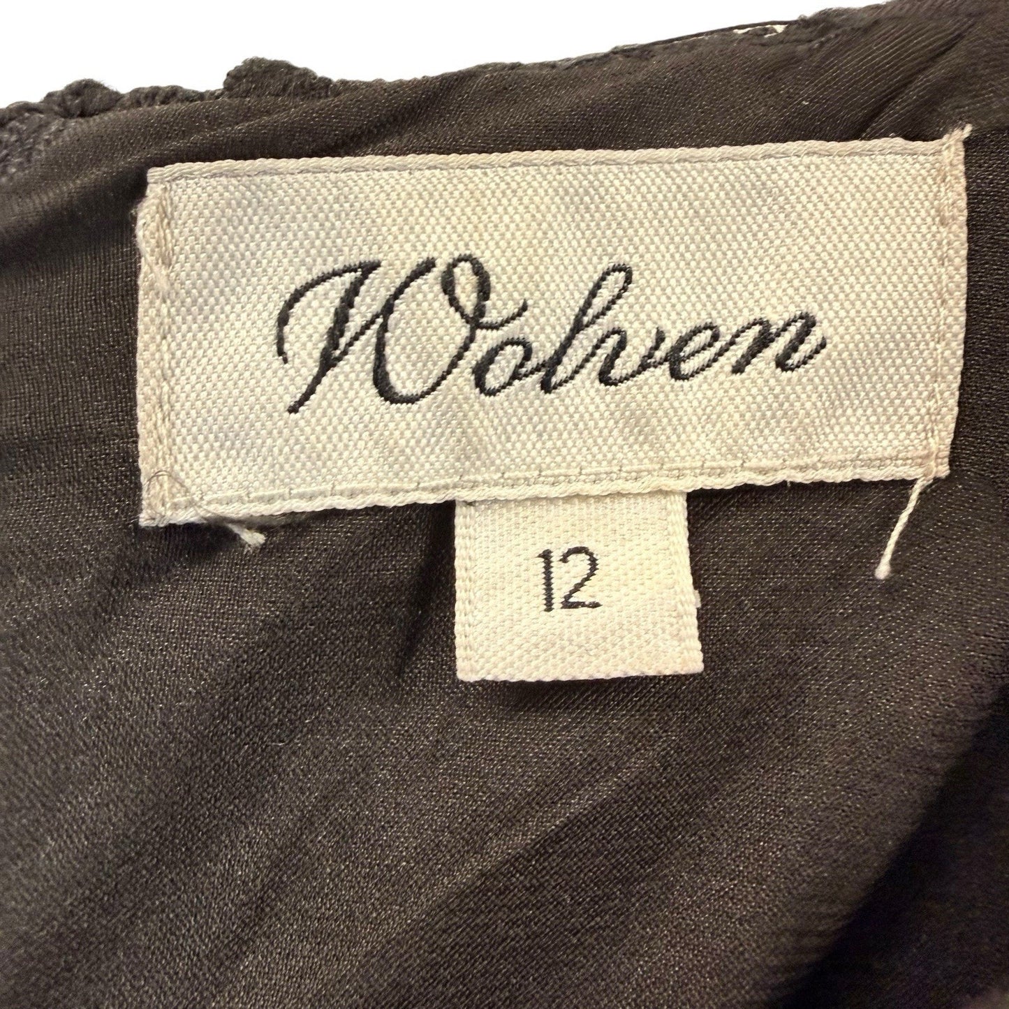 Wolven Lace Overlay Fit & Flare Dress Size 12 Black Pink Green Women's