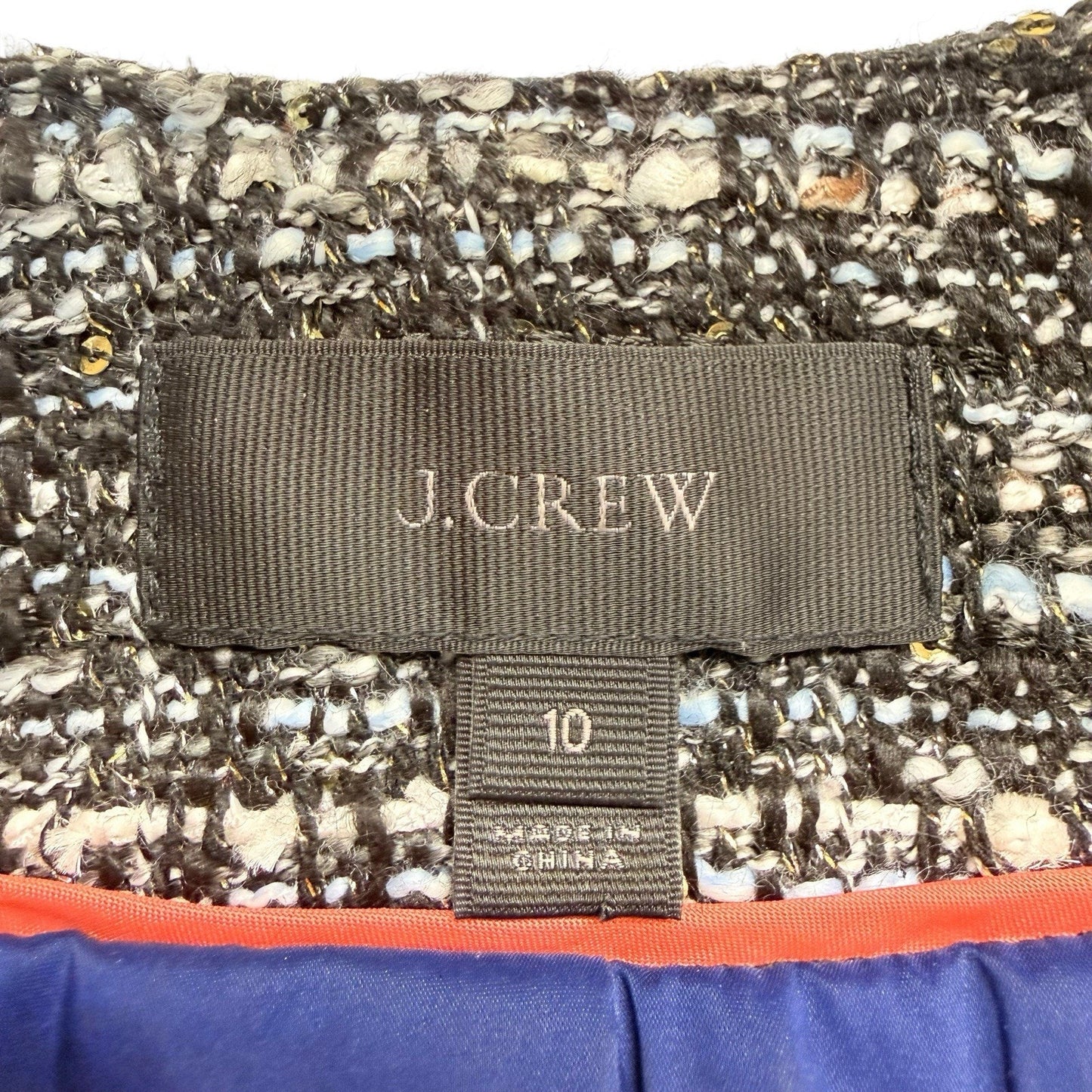 J.Crew Tweed Jacket 10 Bell Sleeve Black White Career Blazer Women's