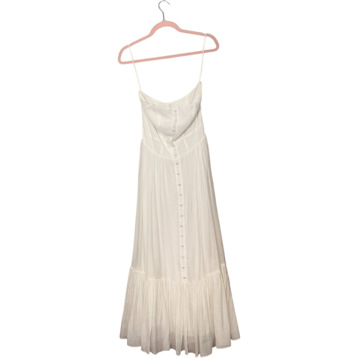 NEW P. Cill Women's Size Small Off White Strapless Maxi Button-Down Tiered Dress